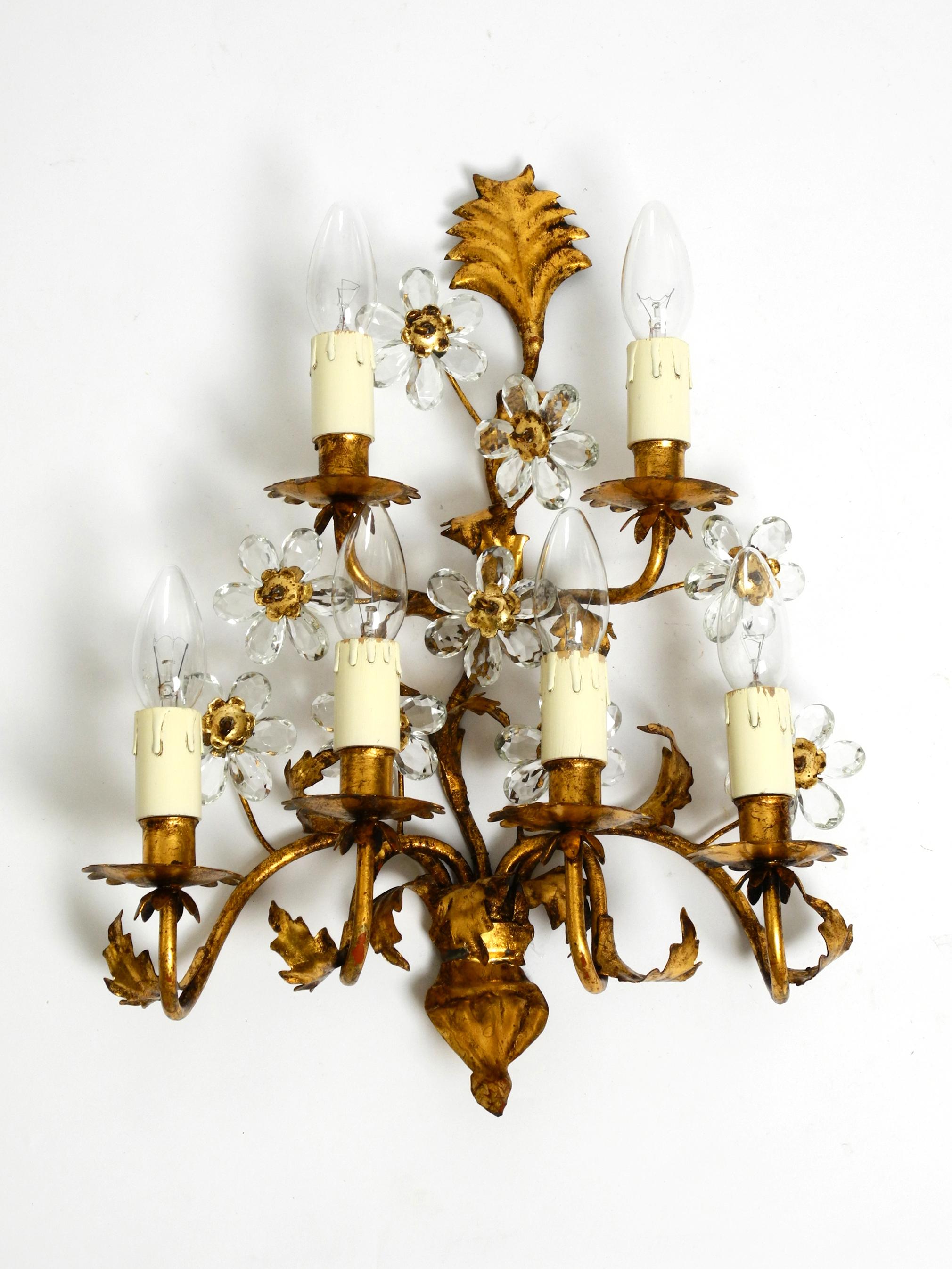 Bellissima grande lampada da parete italiana placcata in oro degli anni '60 di Banci Firenze in vendita 12