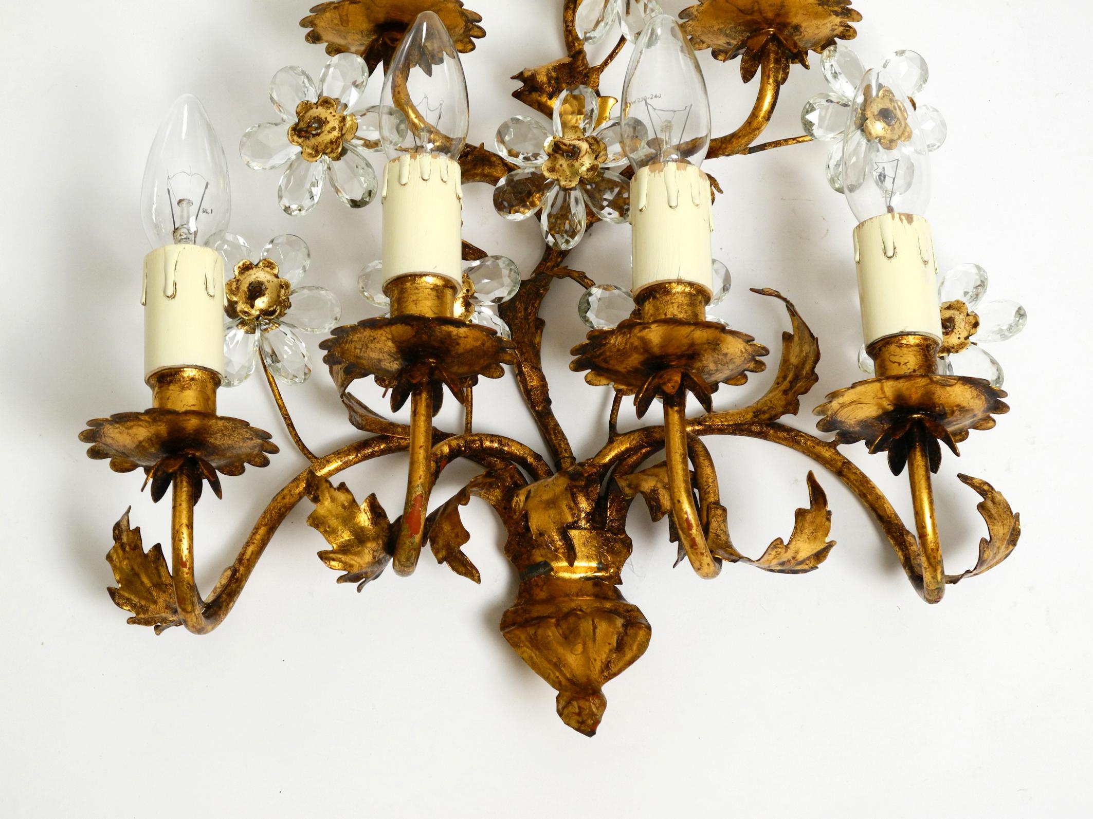 Beautiful Large 1960s Italian Gold Plated Wall Lamp from Banci Firenze For Sale 1