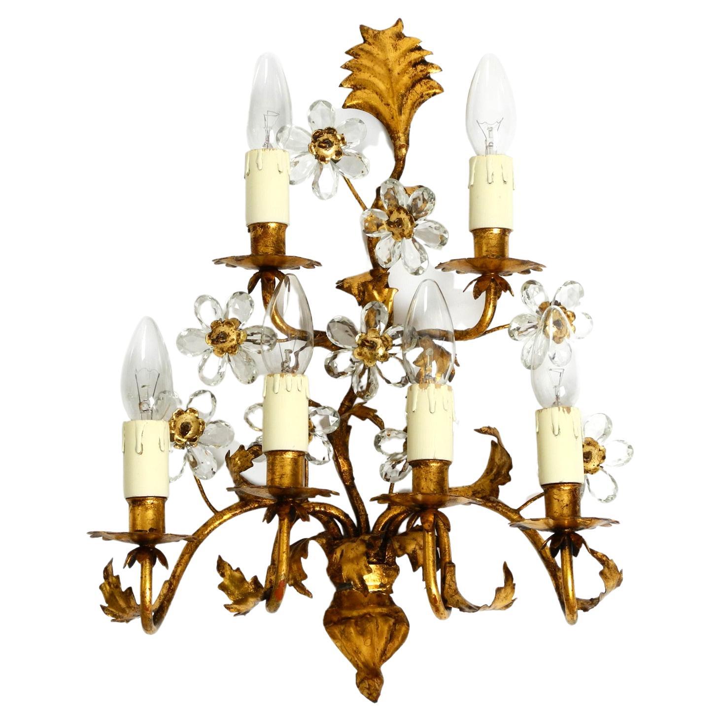 Beautiful Large 1960s Italian Gold Plated Wall Lamp from Banci Firenze For Sale