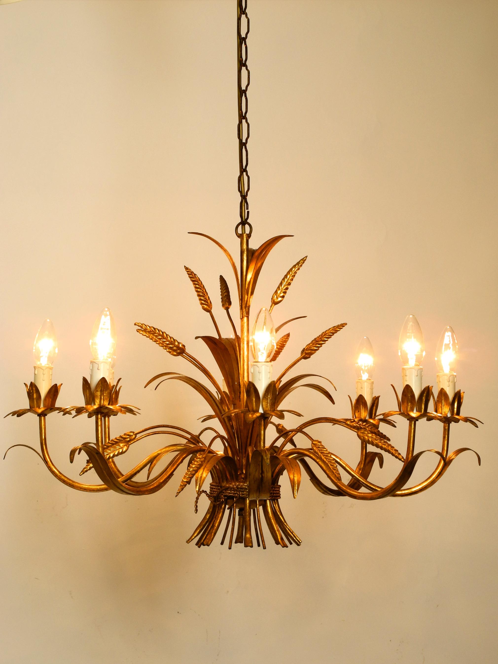 Beautiful, Large 1970s Gold-Plated 8-Armed Metal Chandelier by Hans Kögl 8