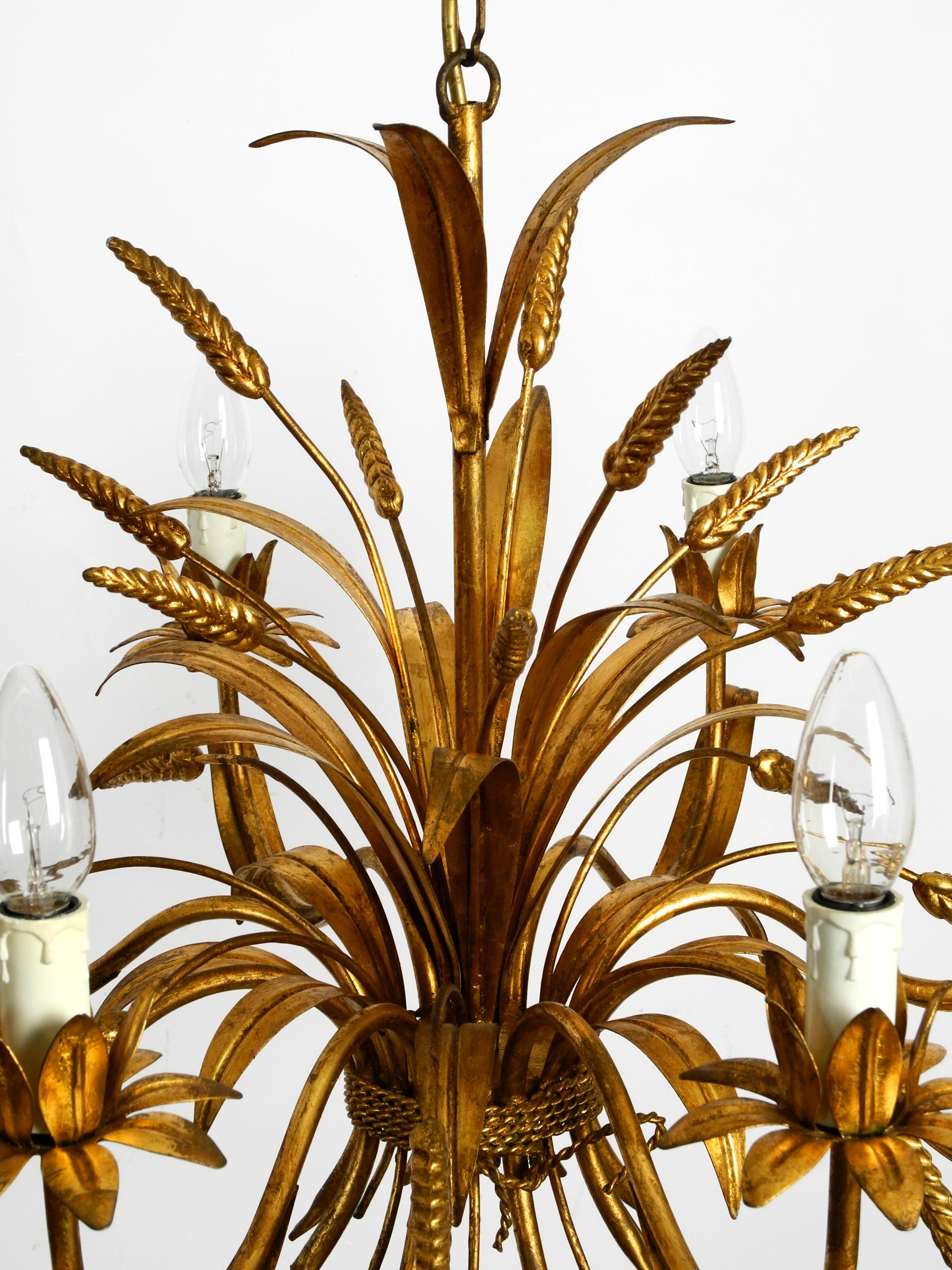 Beautiful, Large 1970s Gold-Plated 8-Armed Metal Chandelier by Hans Kögl 1