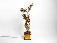Beautiful large 1970s gold plated metal Florentine floor lamp