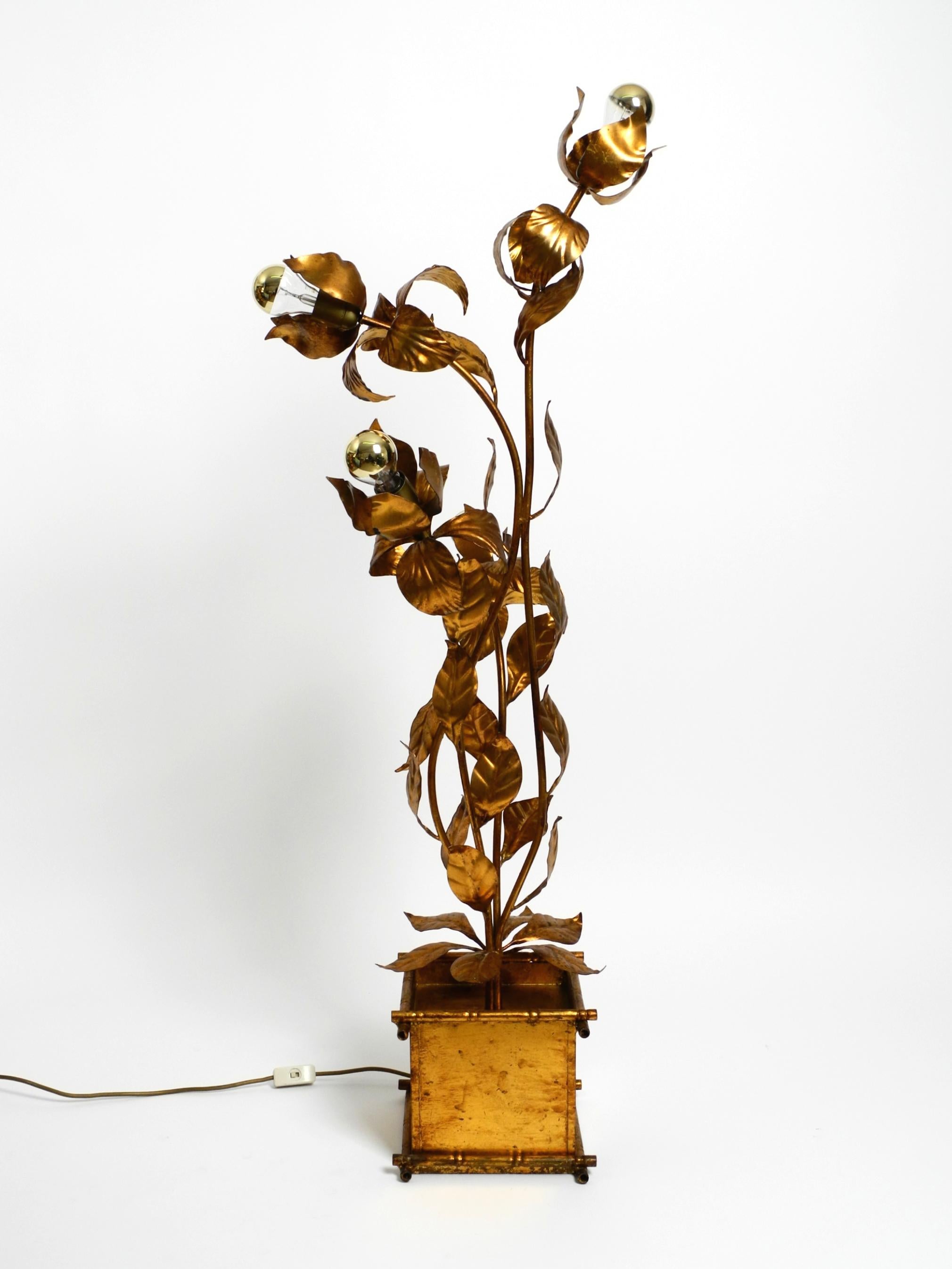 German Beautiful large 1970s gold plated metal Florentine floor lamp