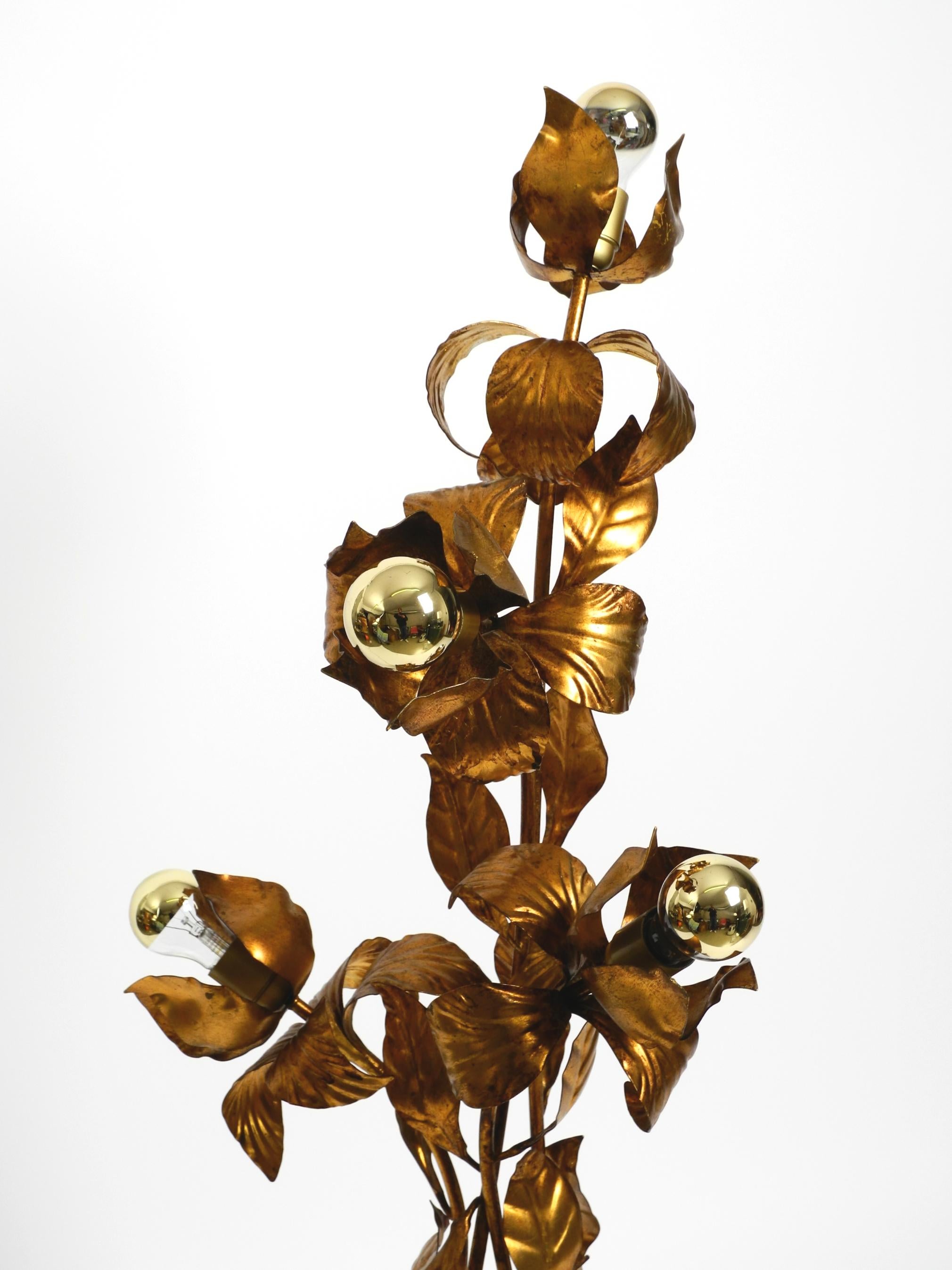 Metal Beautiful large 1970s gold plated metal Florentine floor lamp