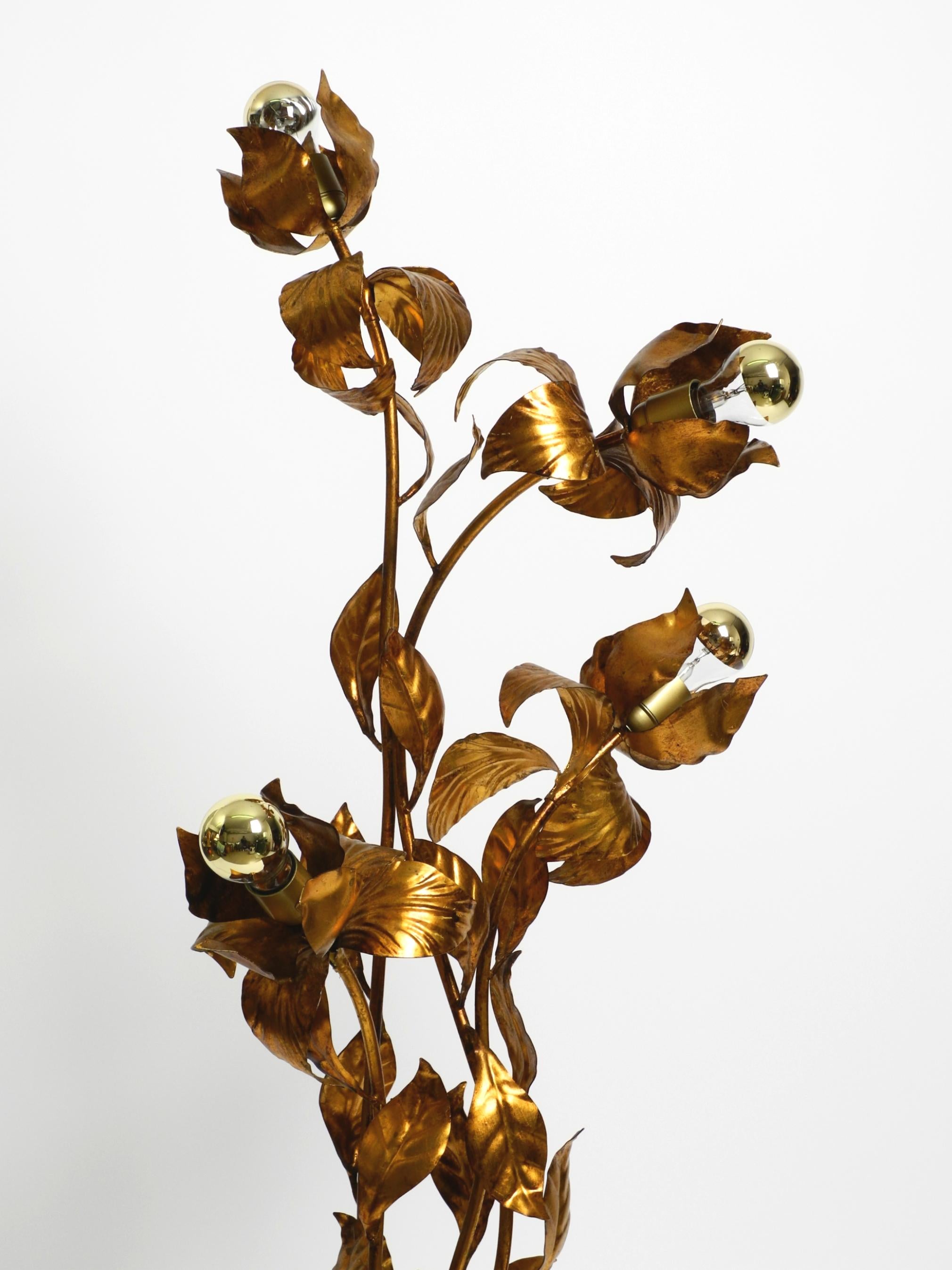 Beautiful large 1970s gold plated metal Florentine floor lamp 1