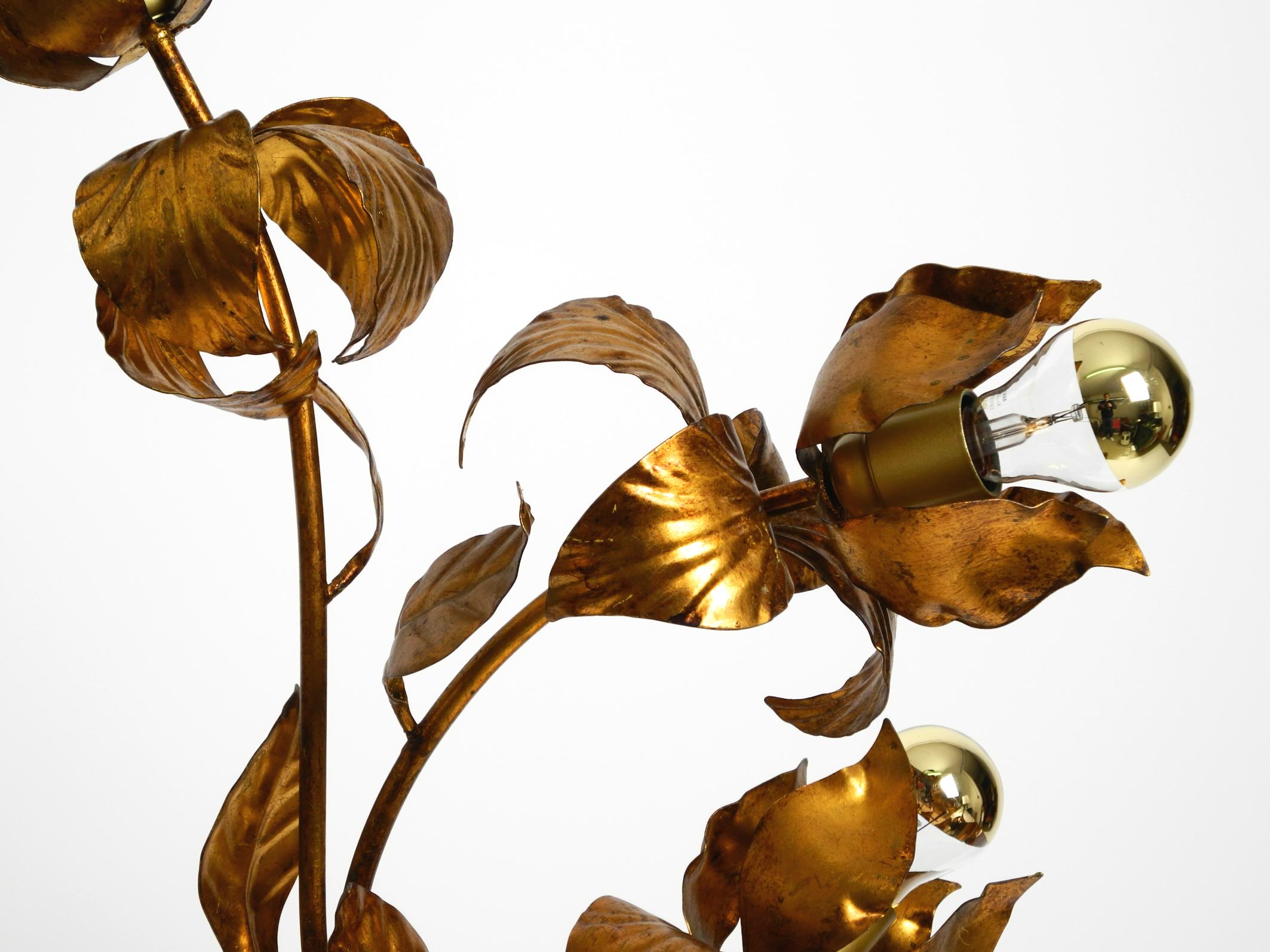 Beautiful large 1970s gold plated metal Florentine floor lamp 2