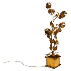 Vintage Beautiful large 1970s gold plated metal Florentine floor lamp