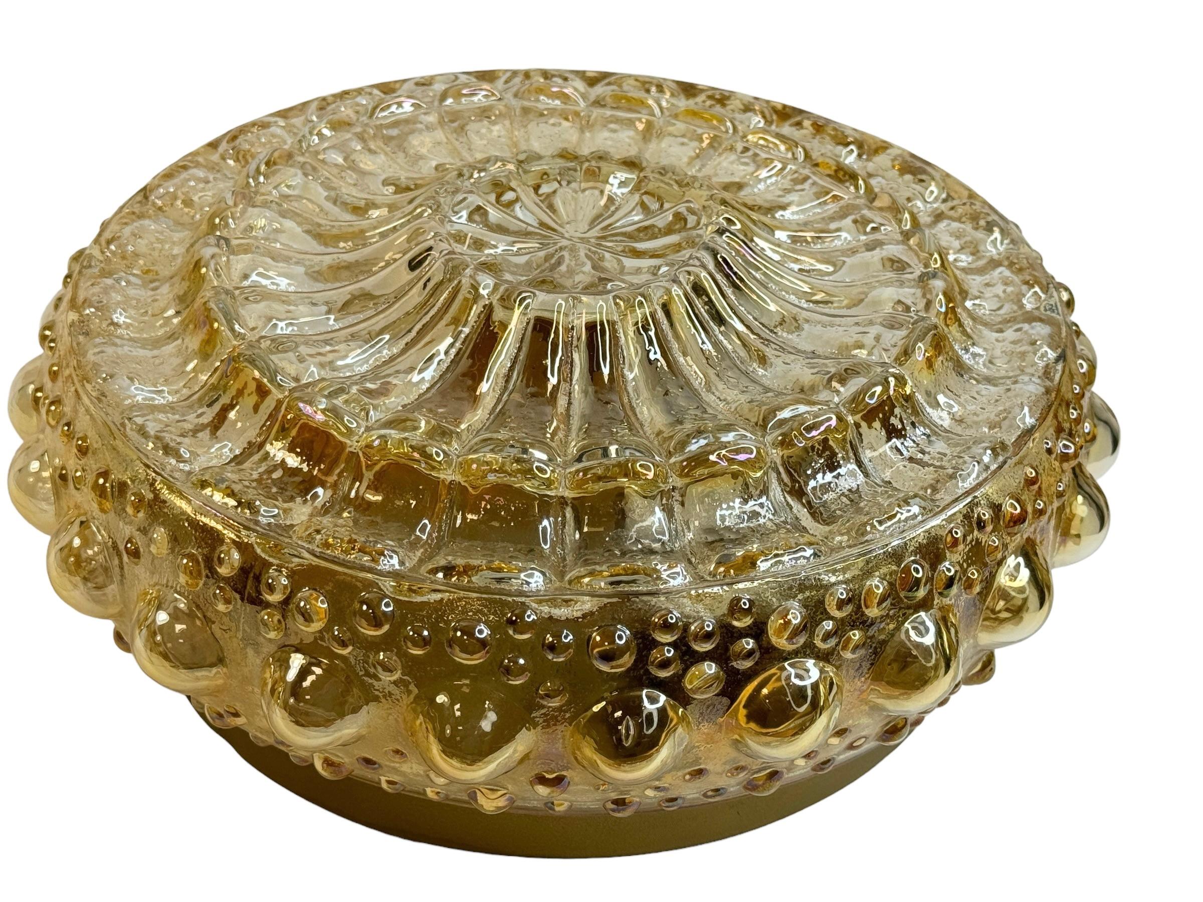 Mid-20th Century Beautiful Large 2 Light Bubble Pattern Flush Mount by RZB Leuchten, 1960s For Sale