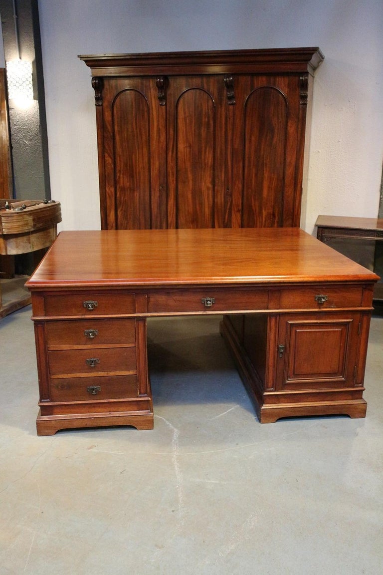 Beautiful Large And Impressive Mahogany Partner Desk For Sale At