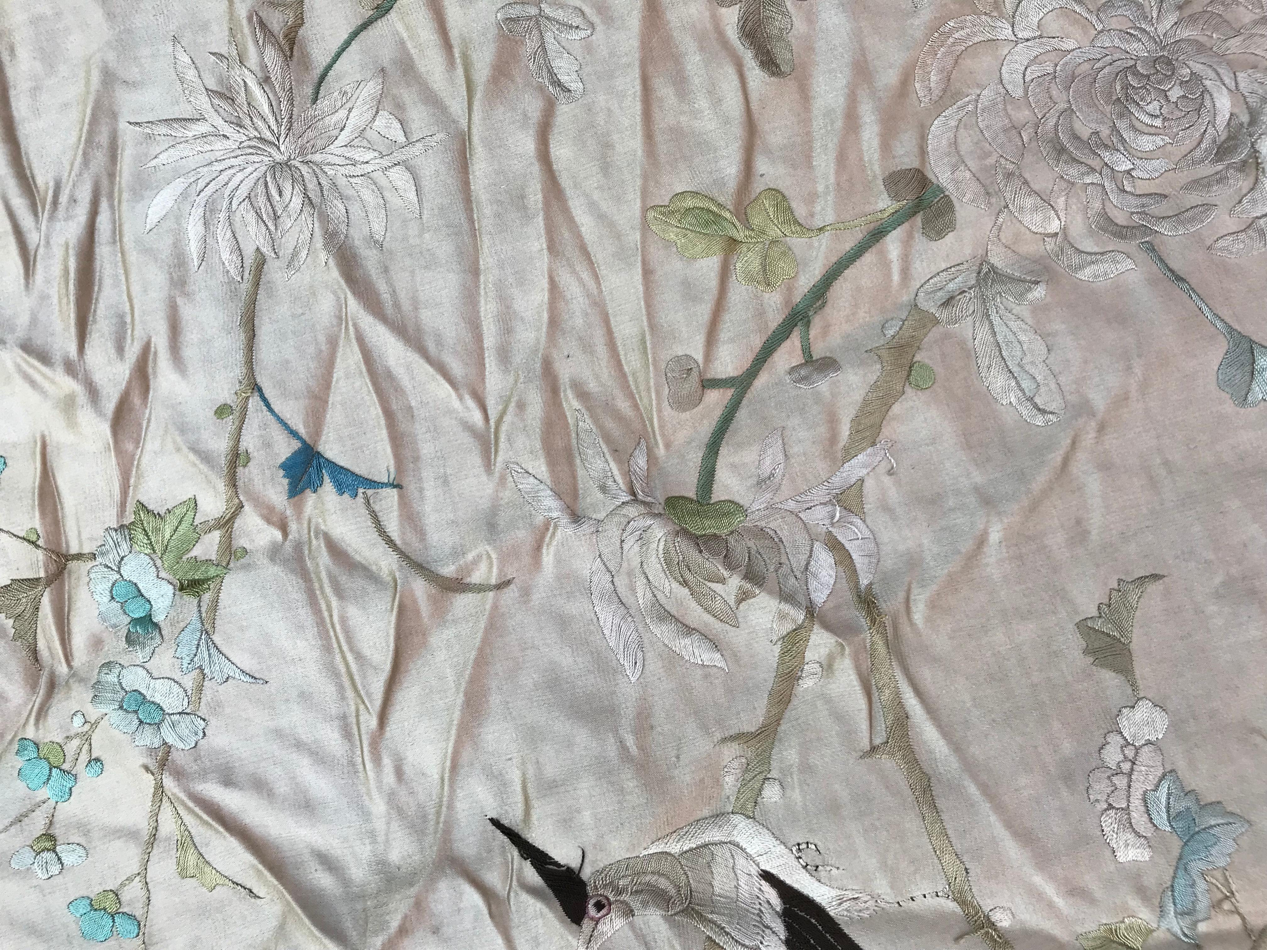 19th Century Bobyrug’s Beautiful Large Antique Chinese Embroidery For Sale