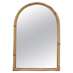 Beautiful Large Arch Top Bamboo Midcentury French Riviera Mirror