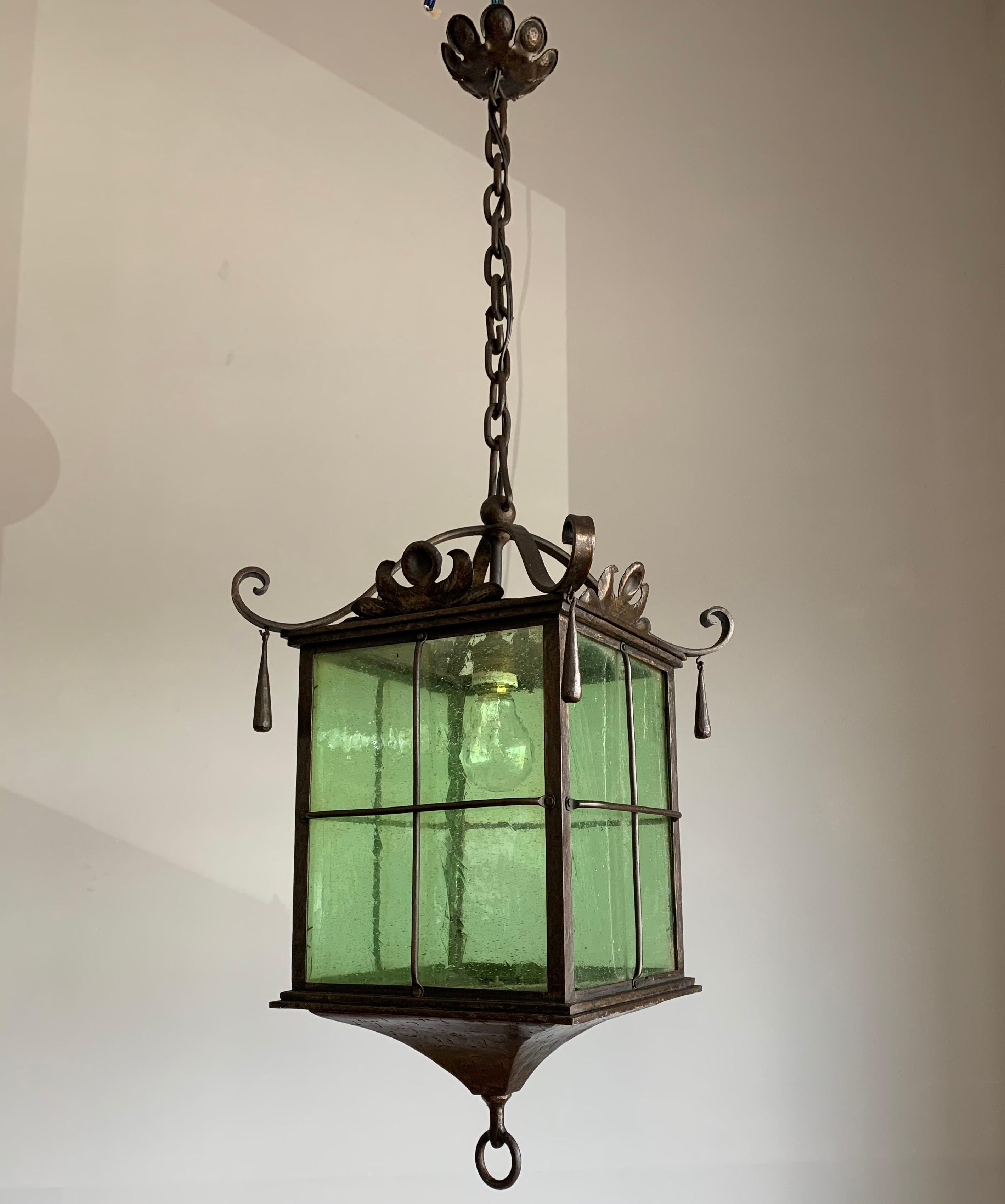 Impressive and fine quality craftsmanship light fixture. 

If you are a collector of truly original and all-handcrafted art and antiques then this large and one of a kind pendant could be flying your way soon. With antique light fixtures as one of