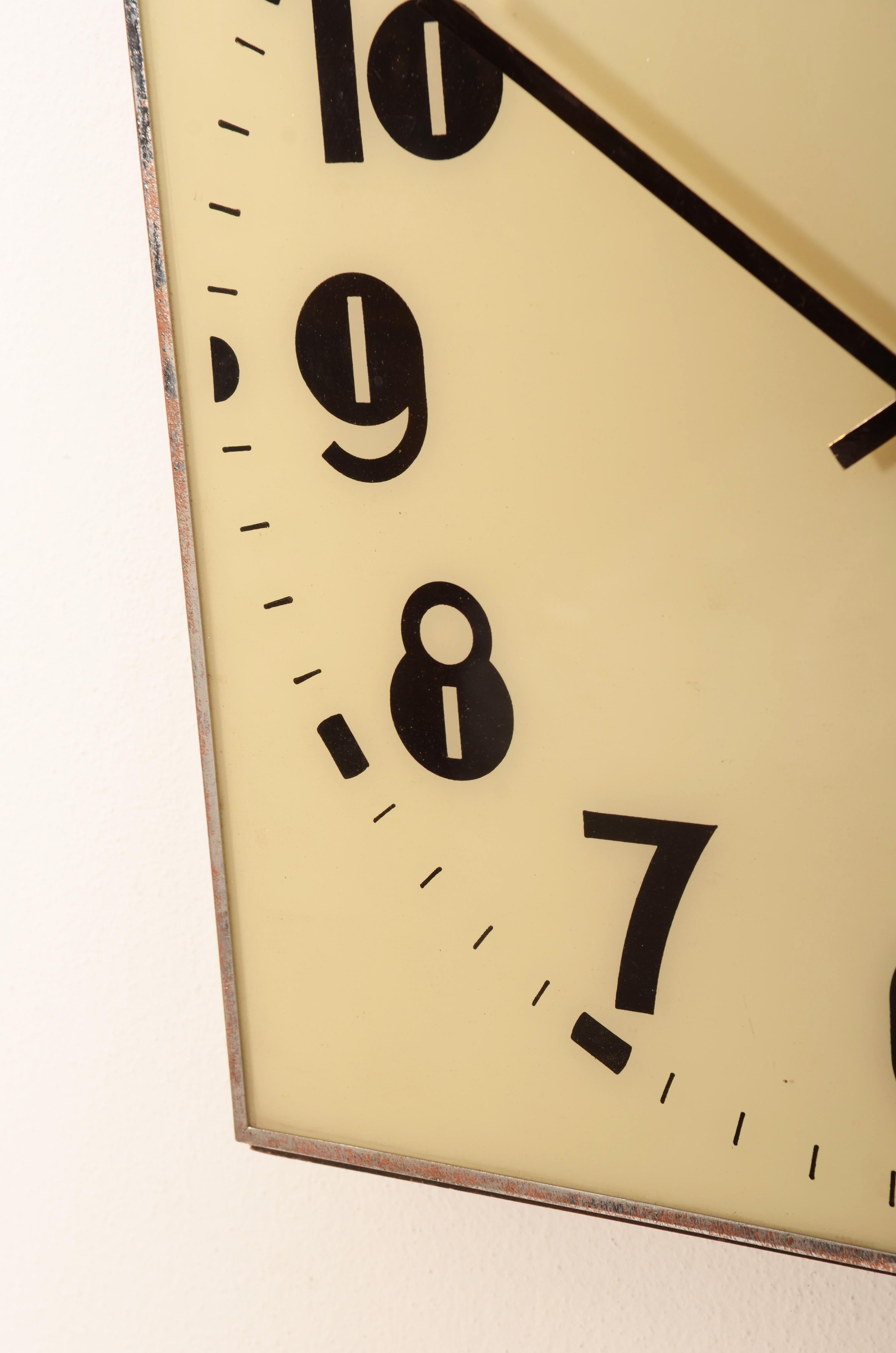 Czech Beautiful Large Bauhaus Wall Clock by Prim
