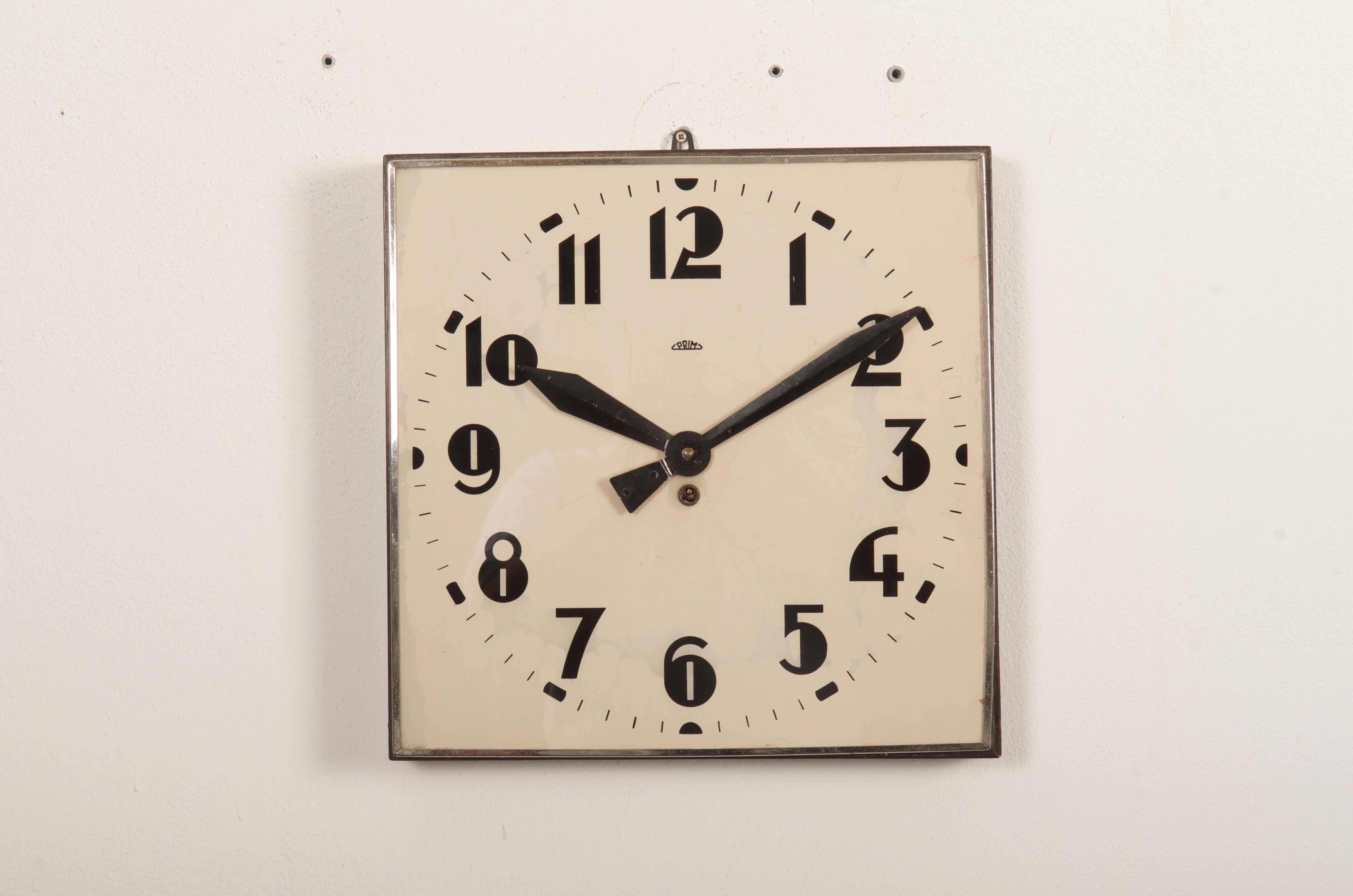 Glass Beautiful Large Bauhaus Wall Clock by Prim