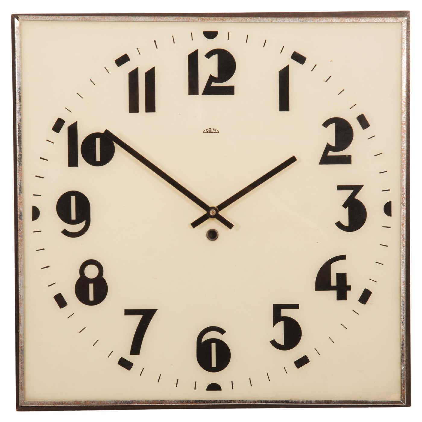 Square Bahaus Clock Beautiful Large Bauhaus Wall Clock by Prim at 1stDibs