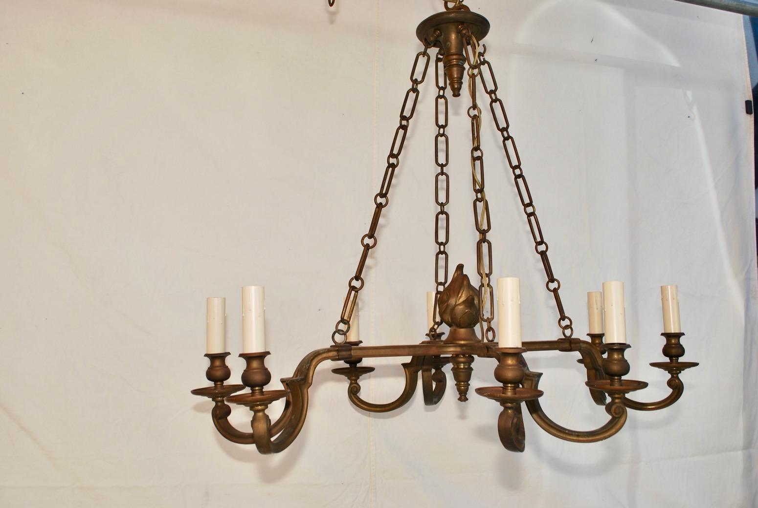 Early 20th Century Beautiful Large Brass Chandelier