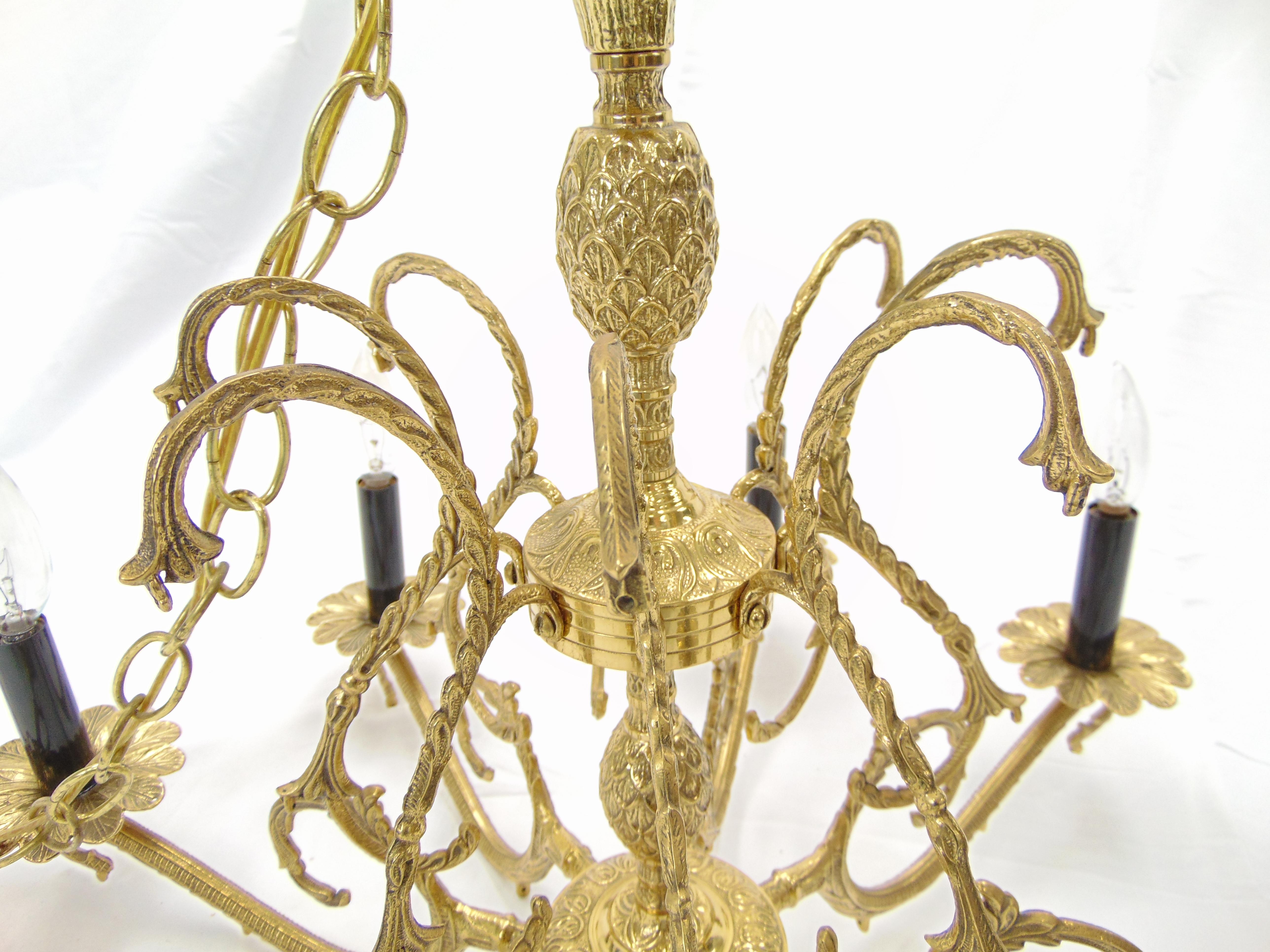 Beautiful Large Brass Pineapple Vintage Spanish Chandelier  For Sale 2
