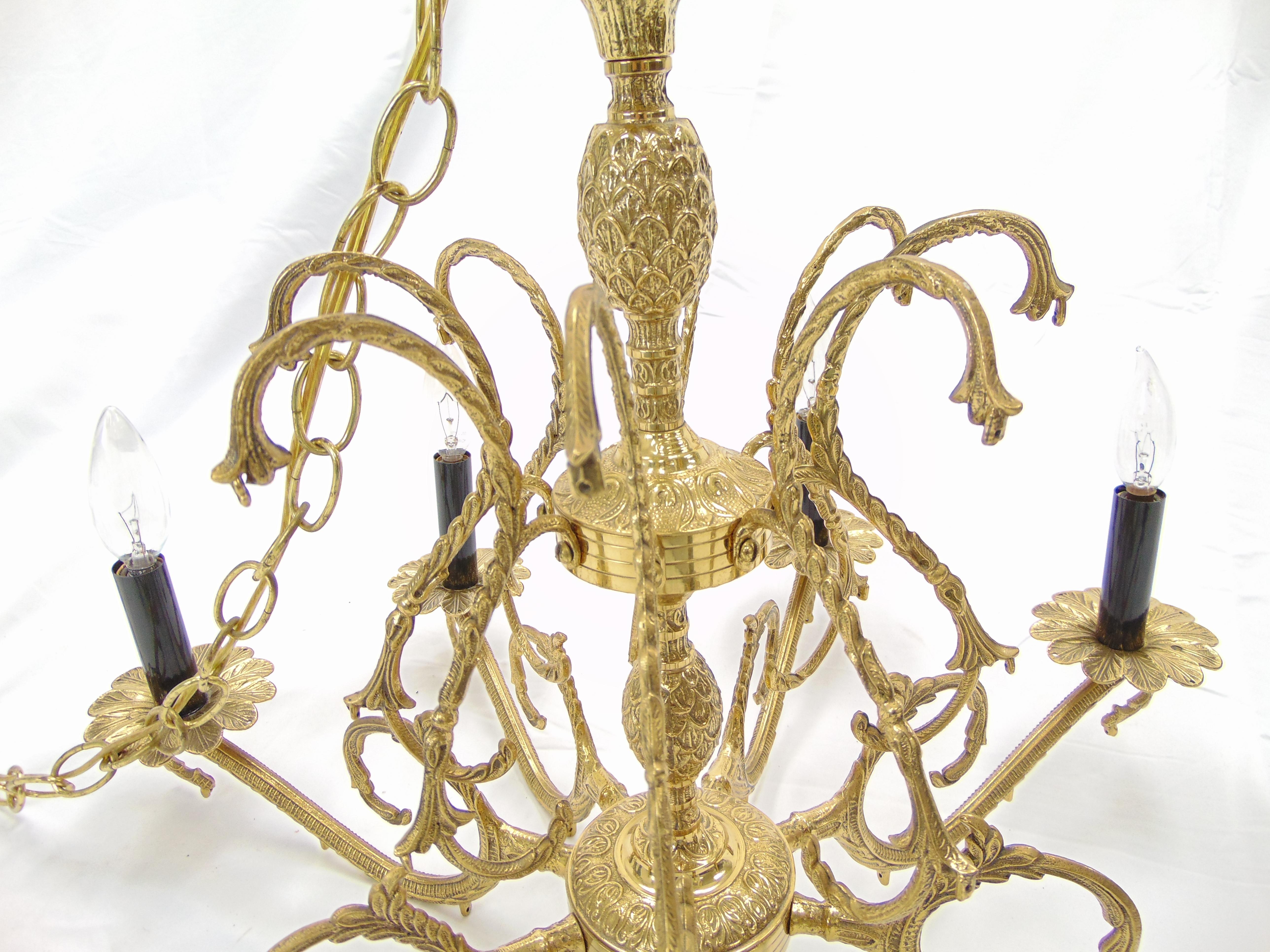 Beautiful Large Brass Pineapple Vintage Spanish Chandelier  For Sale 3