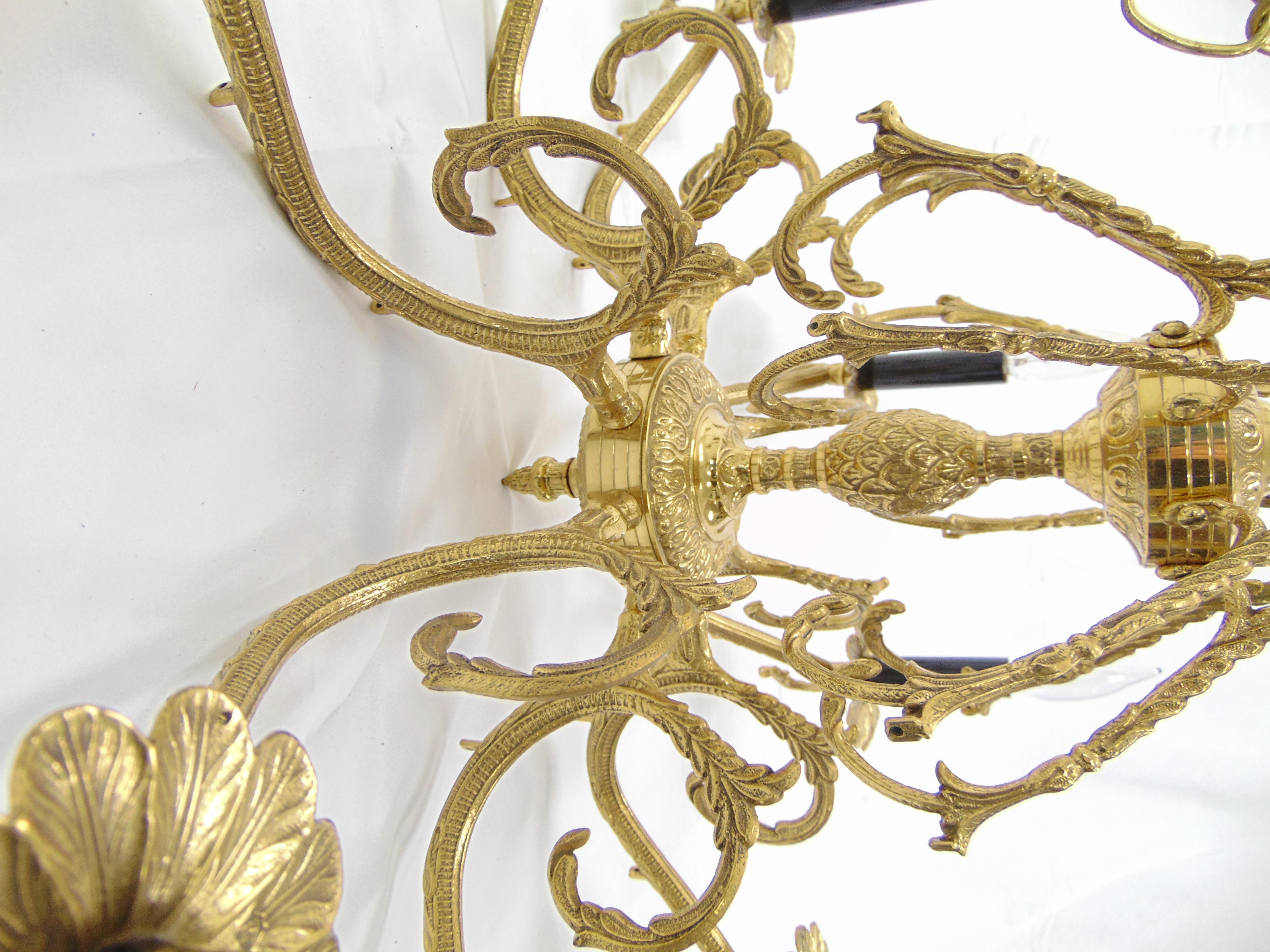 Beautiful Large Brass Pineapple Vintage Spanish Chandelier For Sale 11