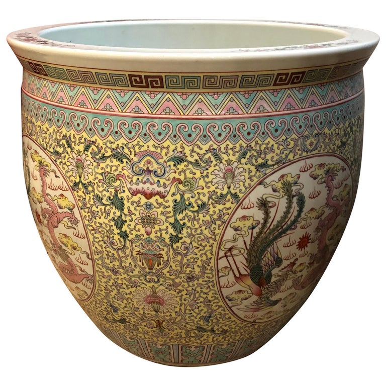 Beautiful Large Ceramic Chinese Planter at 1stDibs