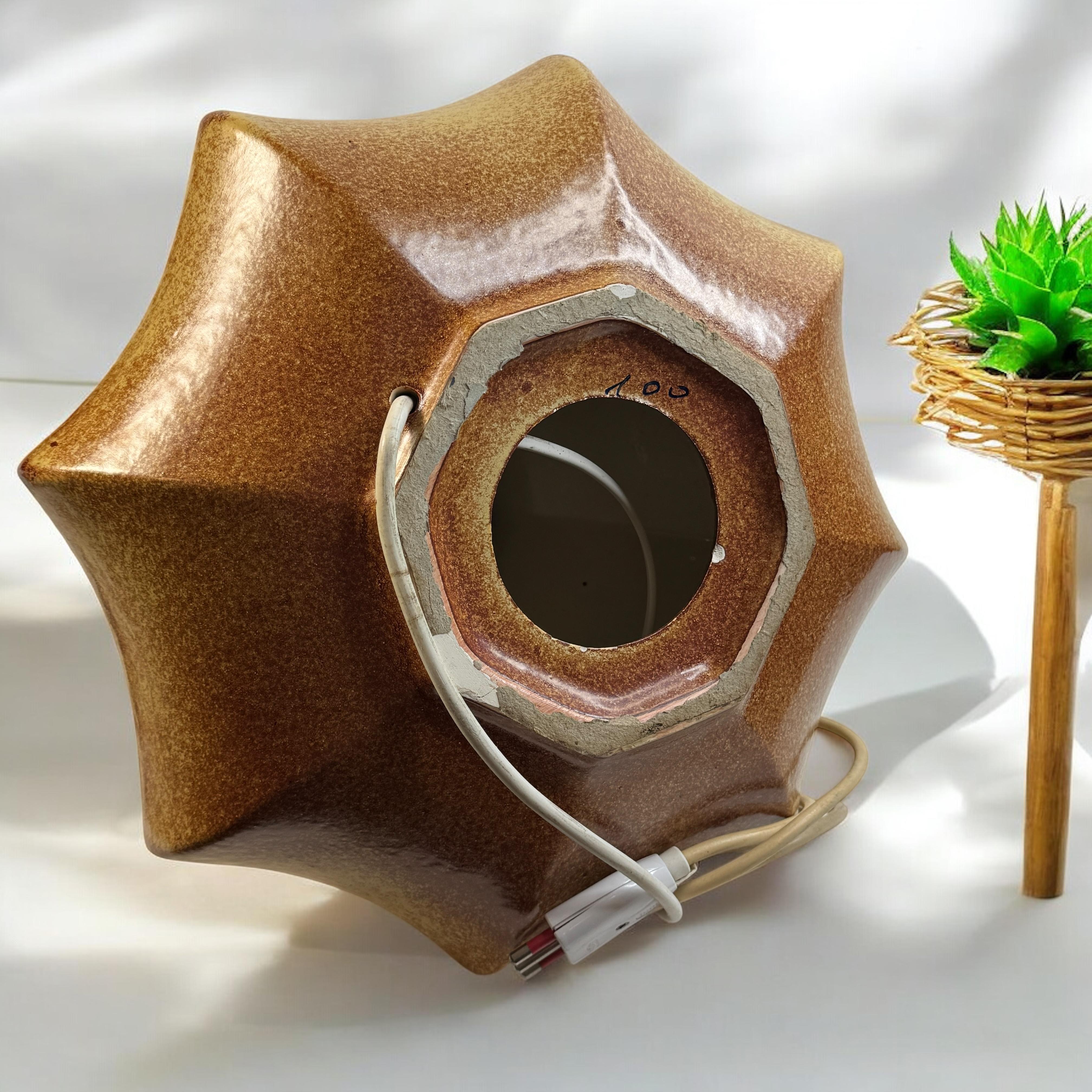 Bellissima lampada da tavolo in ceramica di grandi dimensioni Piede di Bertoncello, Italia, 1960 Vintage in vendita 11