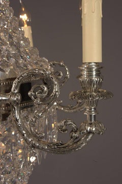 Beautiful Large Chandelier in the Antique Biedermeier Style Brass Galvanized