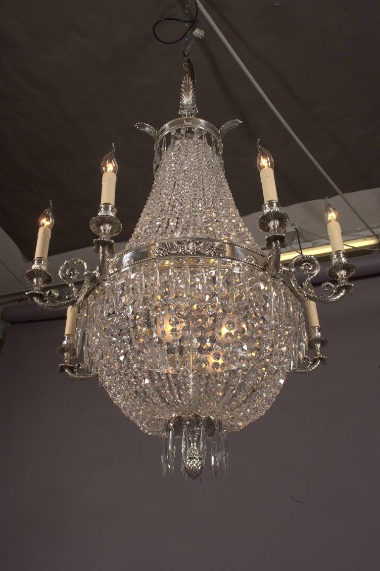 20th Century Beautiful Large Chandelier in the Antique Biedermeier Style Brass Galvanized For Sale