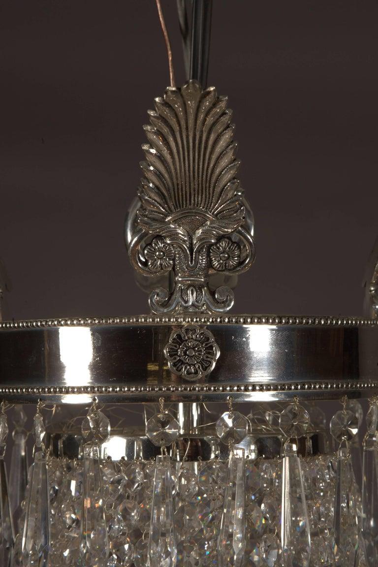 Beautiful Large Chandelier in the Antique Biedermeier Style Brass Galvanized For Sale 1