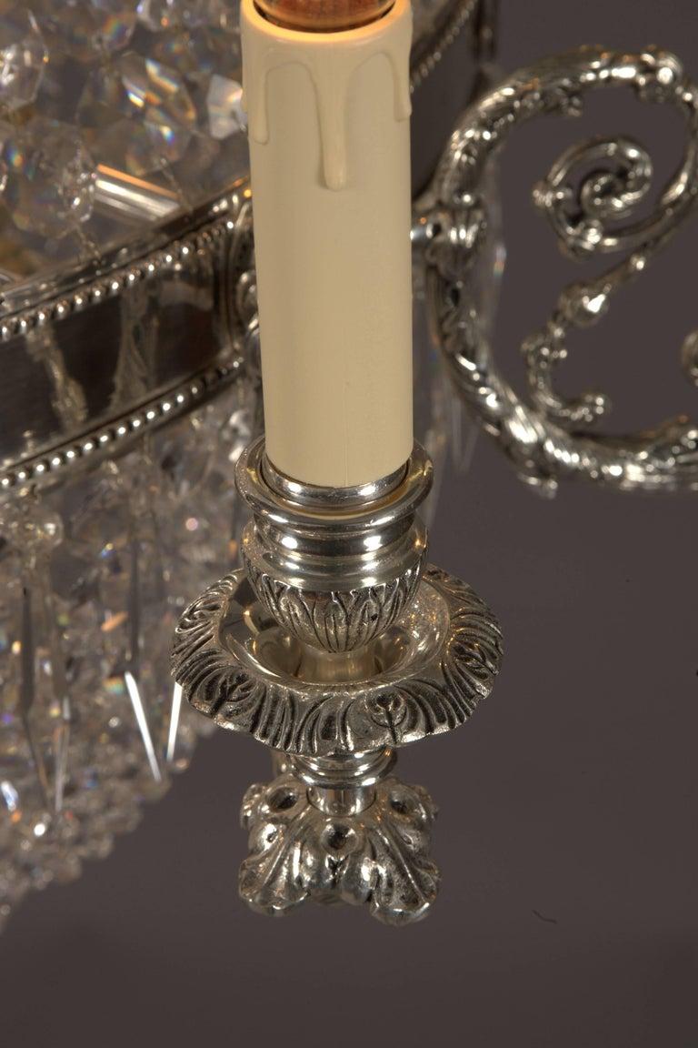 Beautiful Large Chandelier in the Antique Biedermeier Style Brass Galvanized For Sale 2