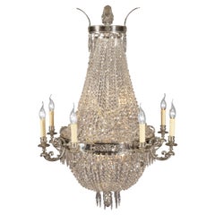 Beautiful Large Chandelier in the antique Biedermeier Style brass galvanized