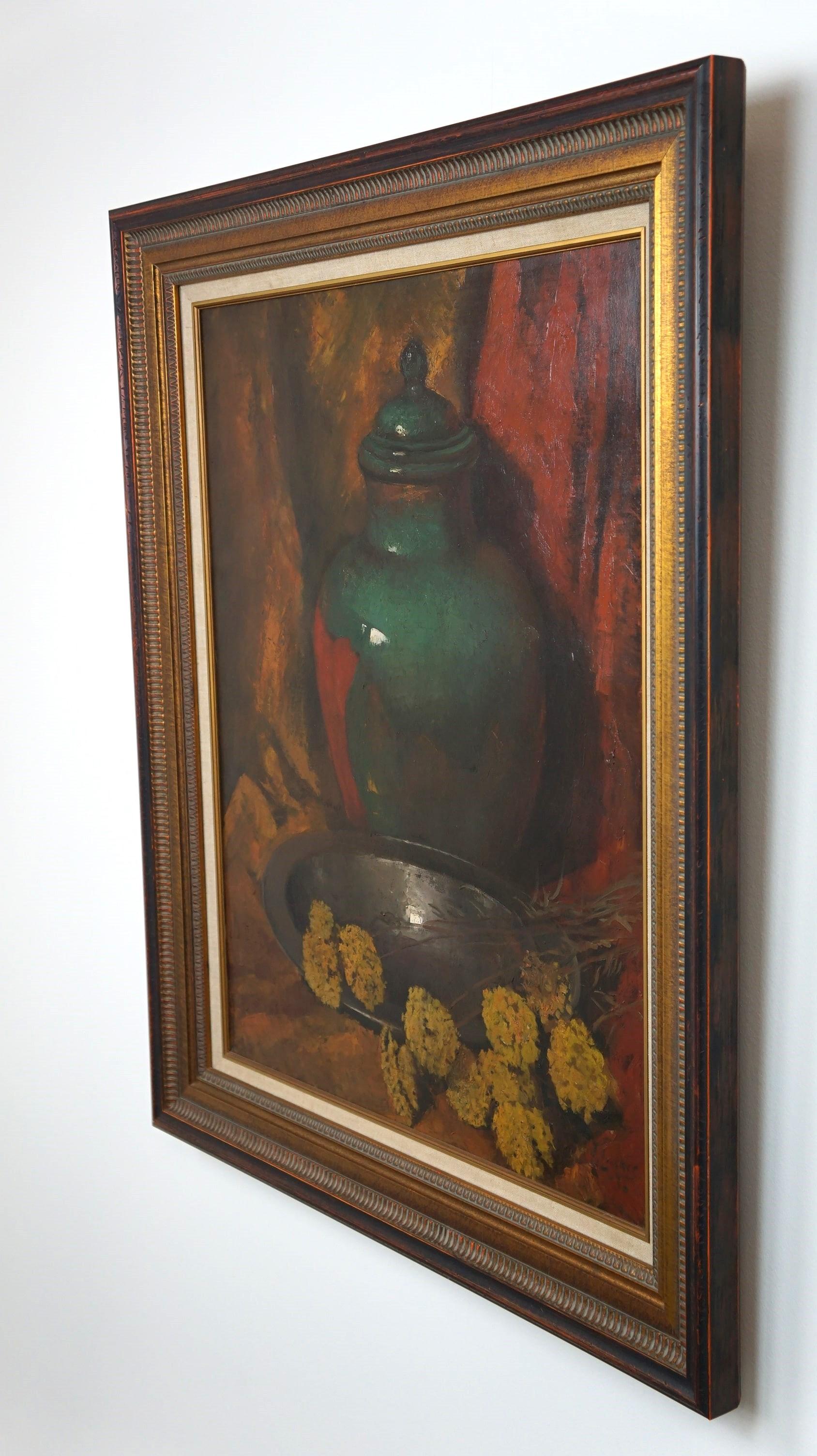 20ième siècle Belle grande nature morte classique avec des fleurs par Eugène Joseph Frans Lücker en vente