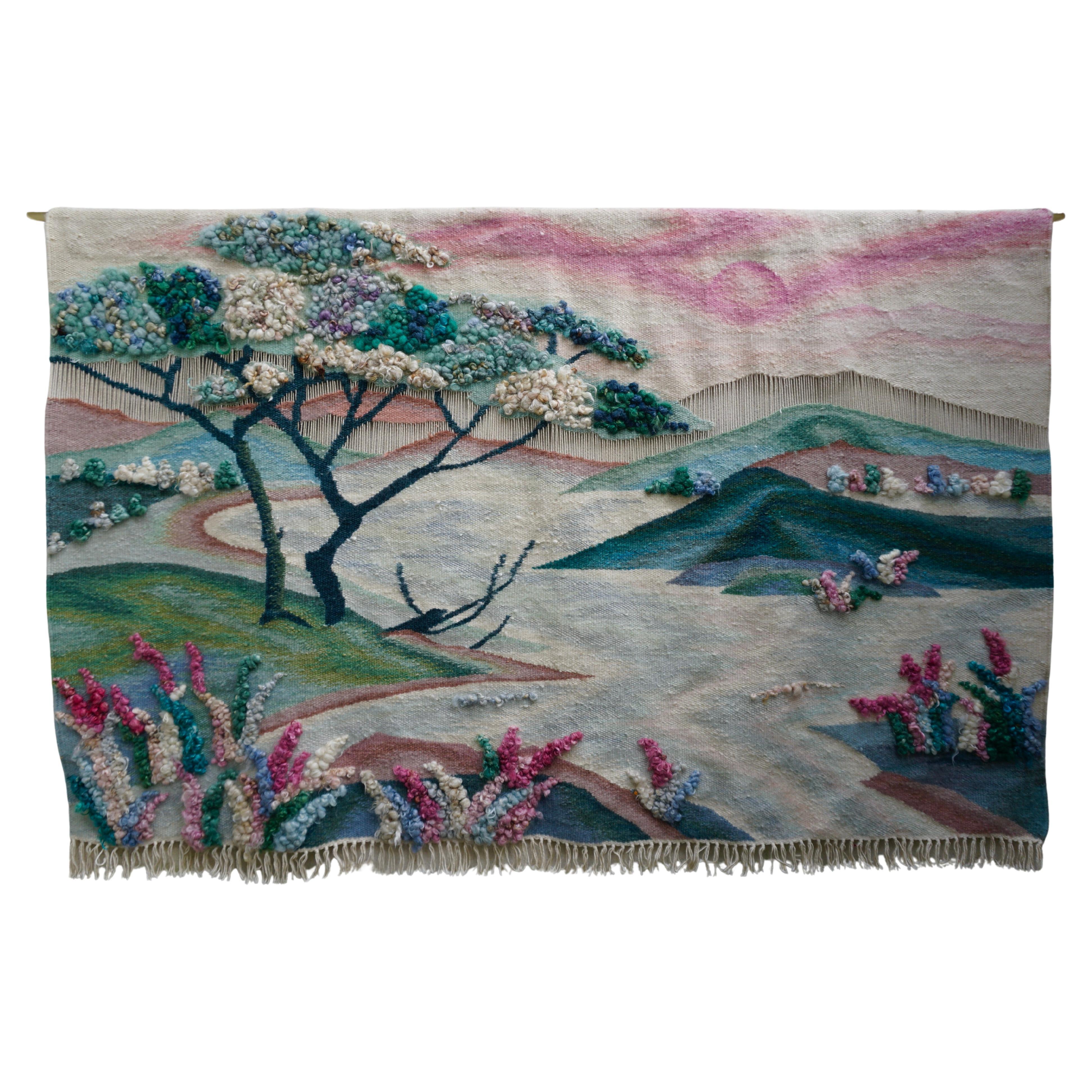 Beautiful Large Contemporary Landscape Tapestry 1970s For Sale