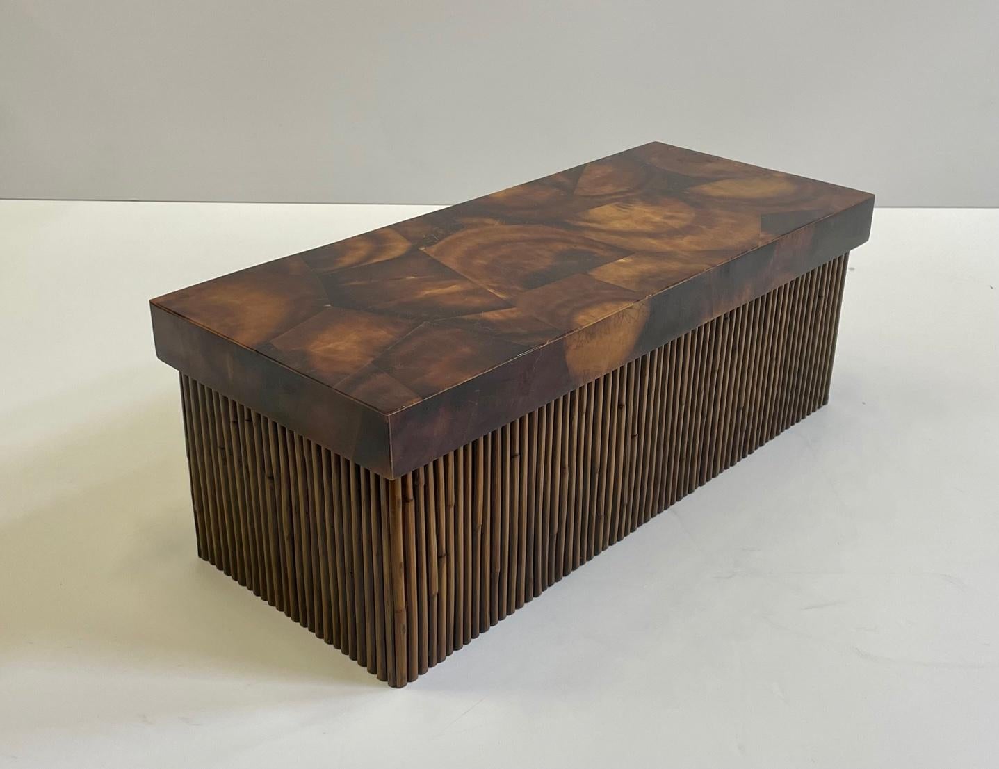 Beautiful Large Covered Bamboo Box with Crushed Coconut Top In Good Condition In Hopewell, NJ