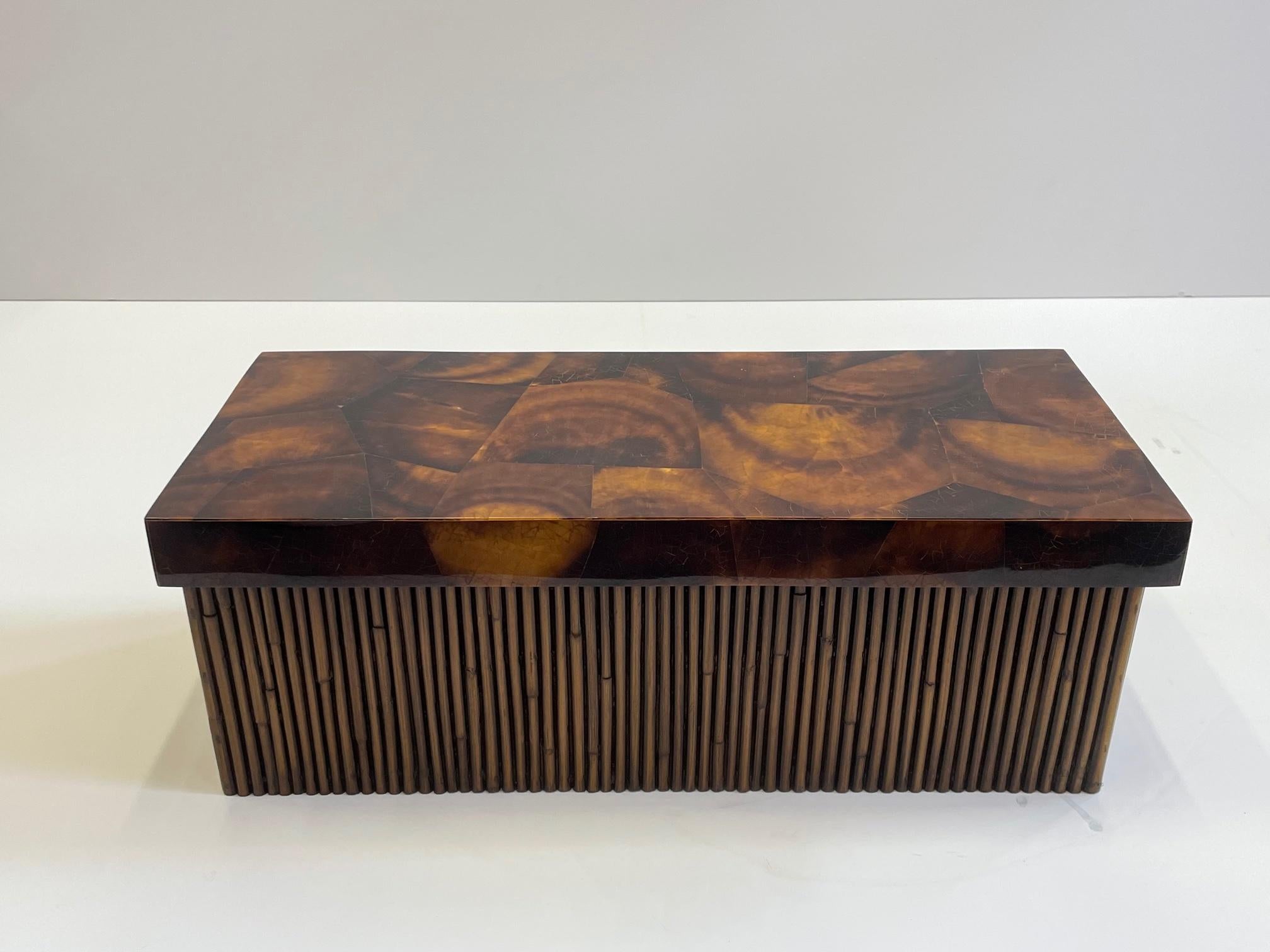 Beautiful Large Covered Bamboo Box with Crushed Coconut Top 4