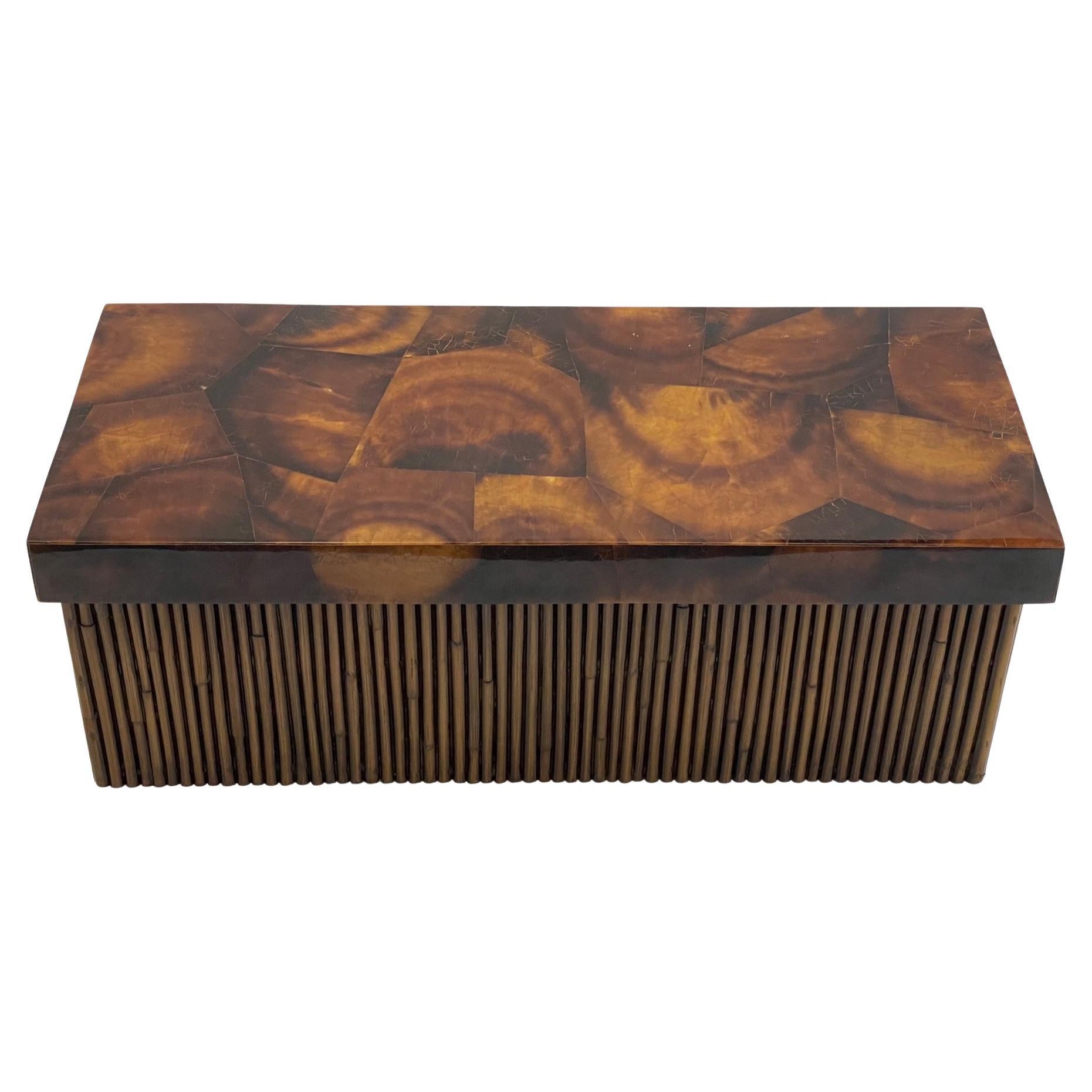 Beautiful Large Covered Bamboo Box with Crushed Coconut Top