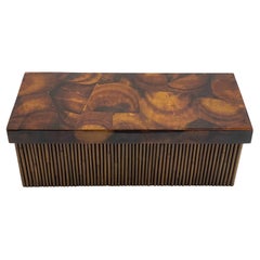 Beautiful Large Covered Bamboo Box with Crushed Coconut Top