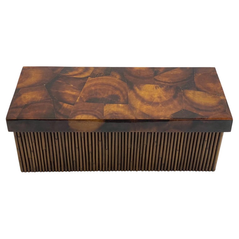 Beautiful Large Covered Bamboo Box with Crushed Coconut Top For Sale at ...