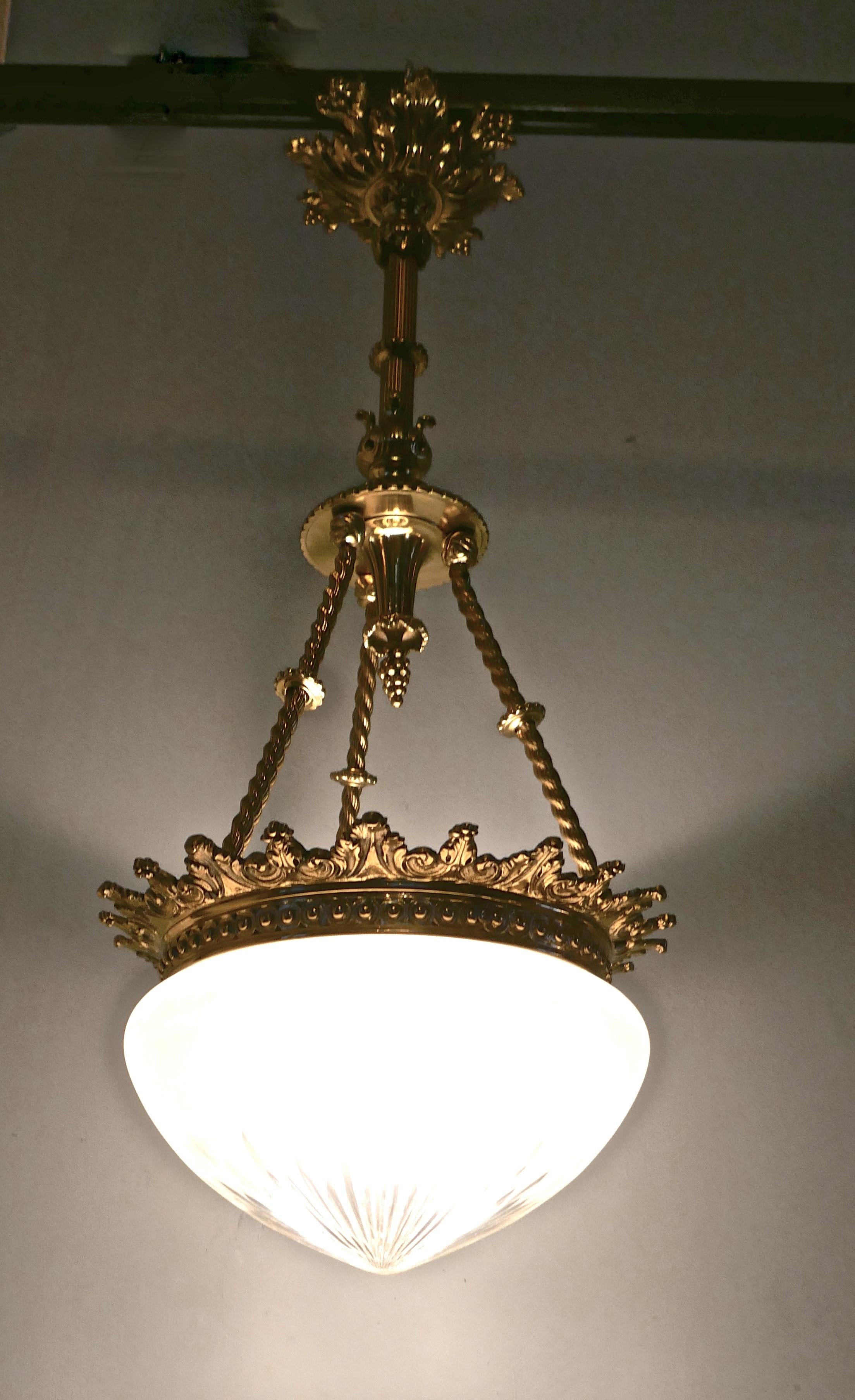 Beautiful Large Early 20th Century Empire Style Bowl Chandelier 7