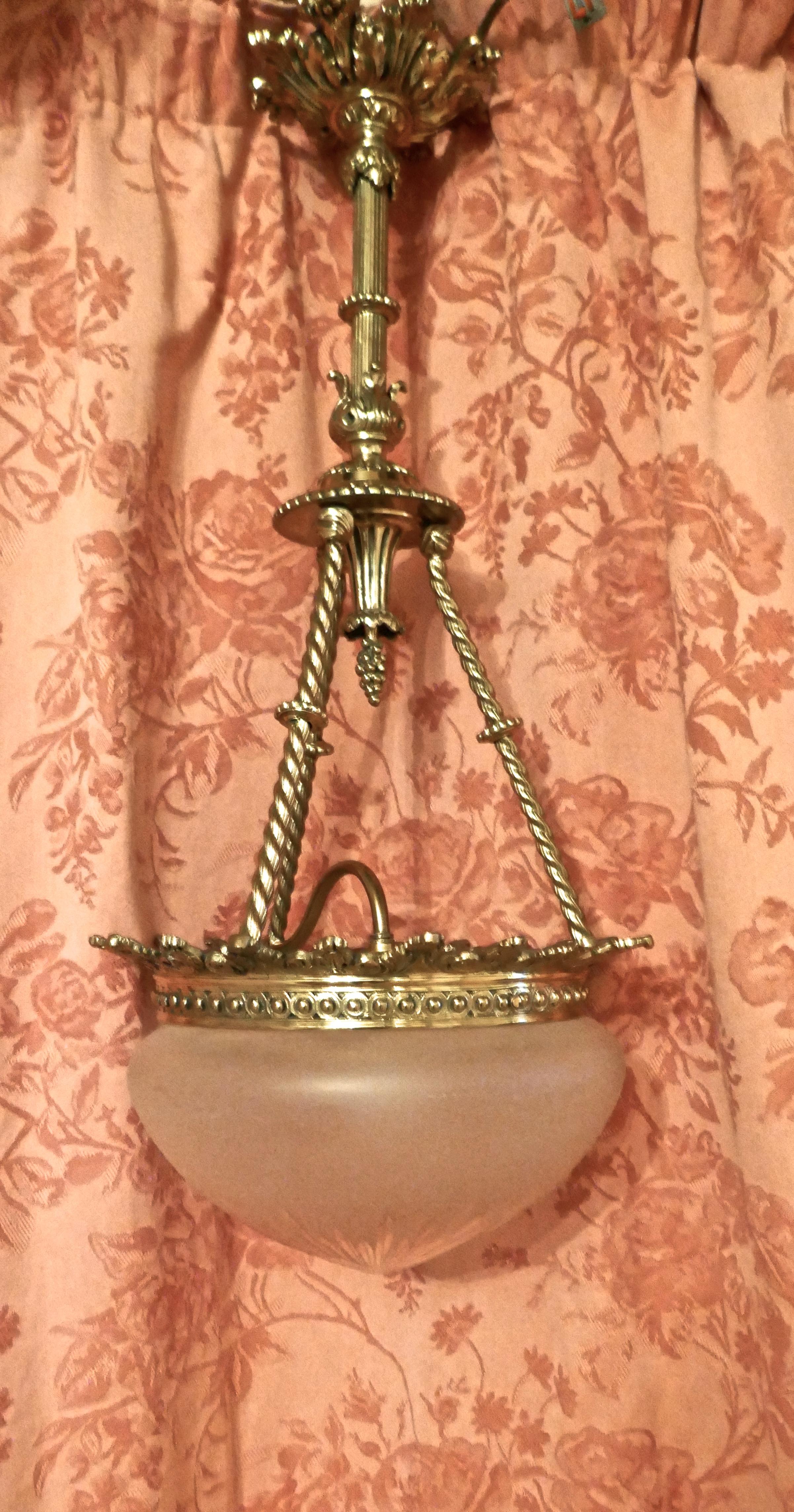 Beautiful Large Early 20th Century Empire Style Bowl Chandelier 11