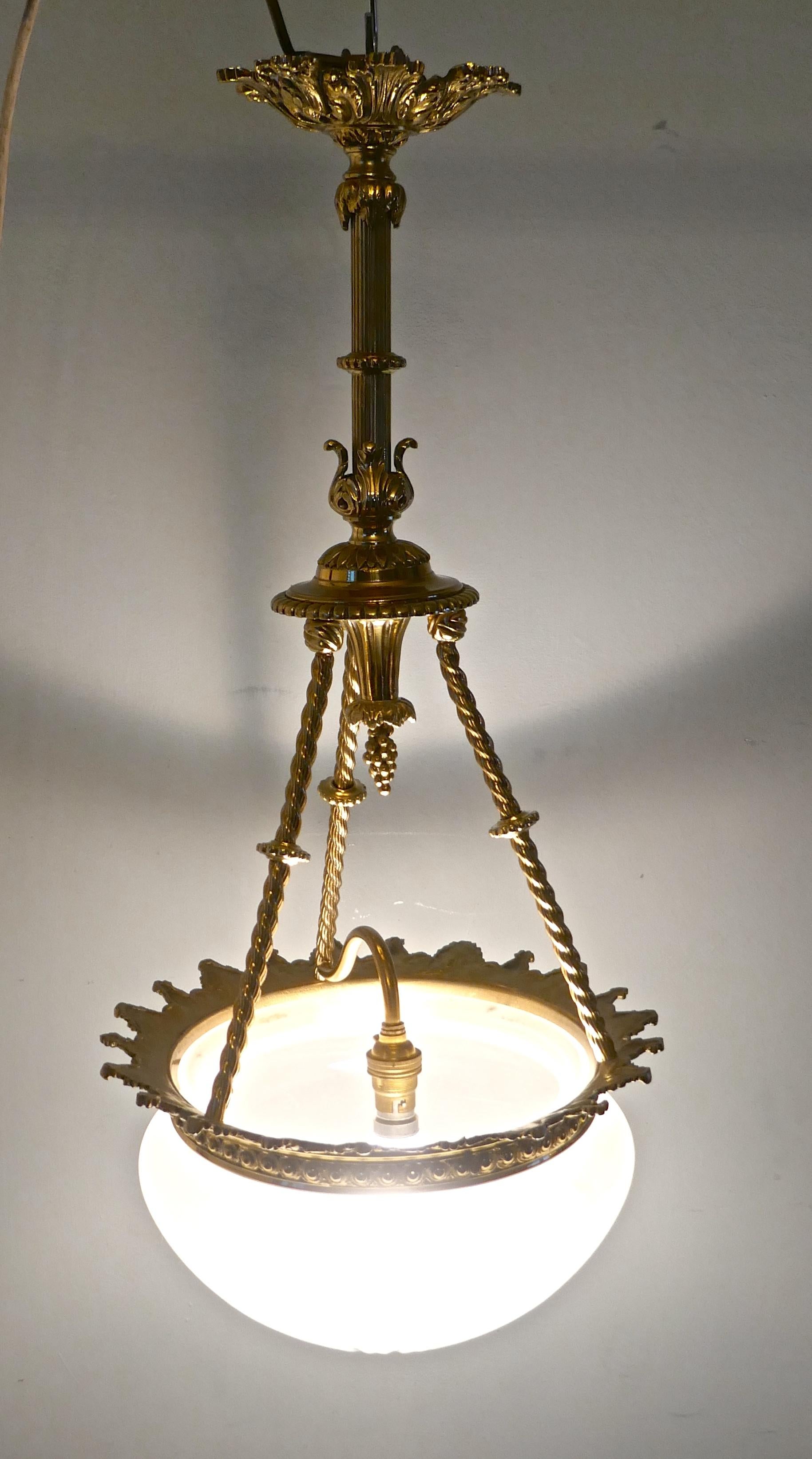 Beautiful Large Early 20th Century Empire Style Bowl Chandelier 2