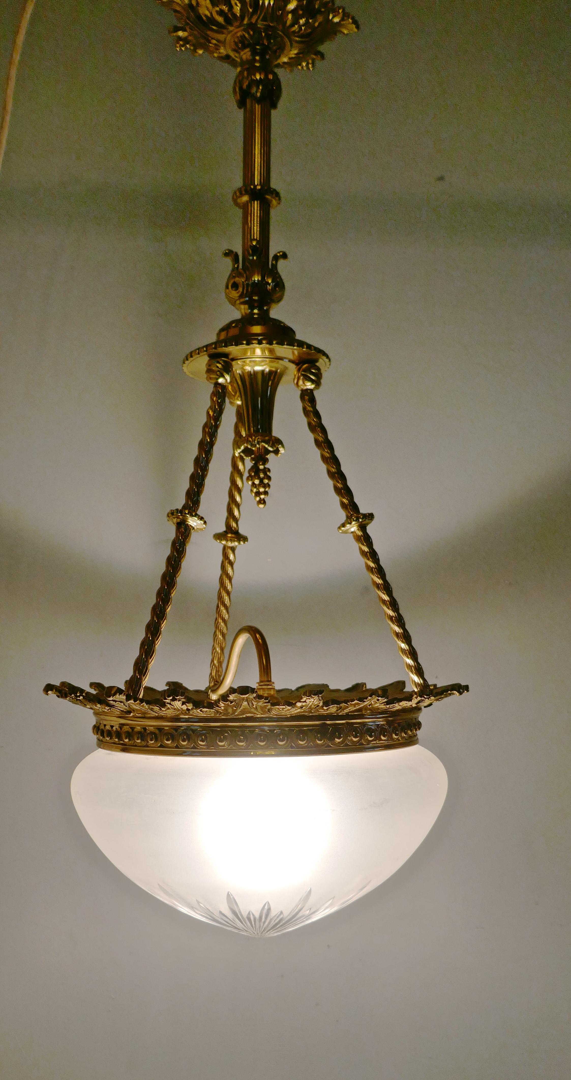 Beautiful Large Early 20th Century Empire Style Bowl Chandelier 3