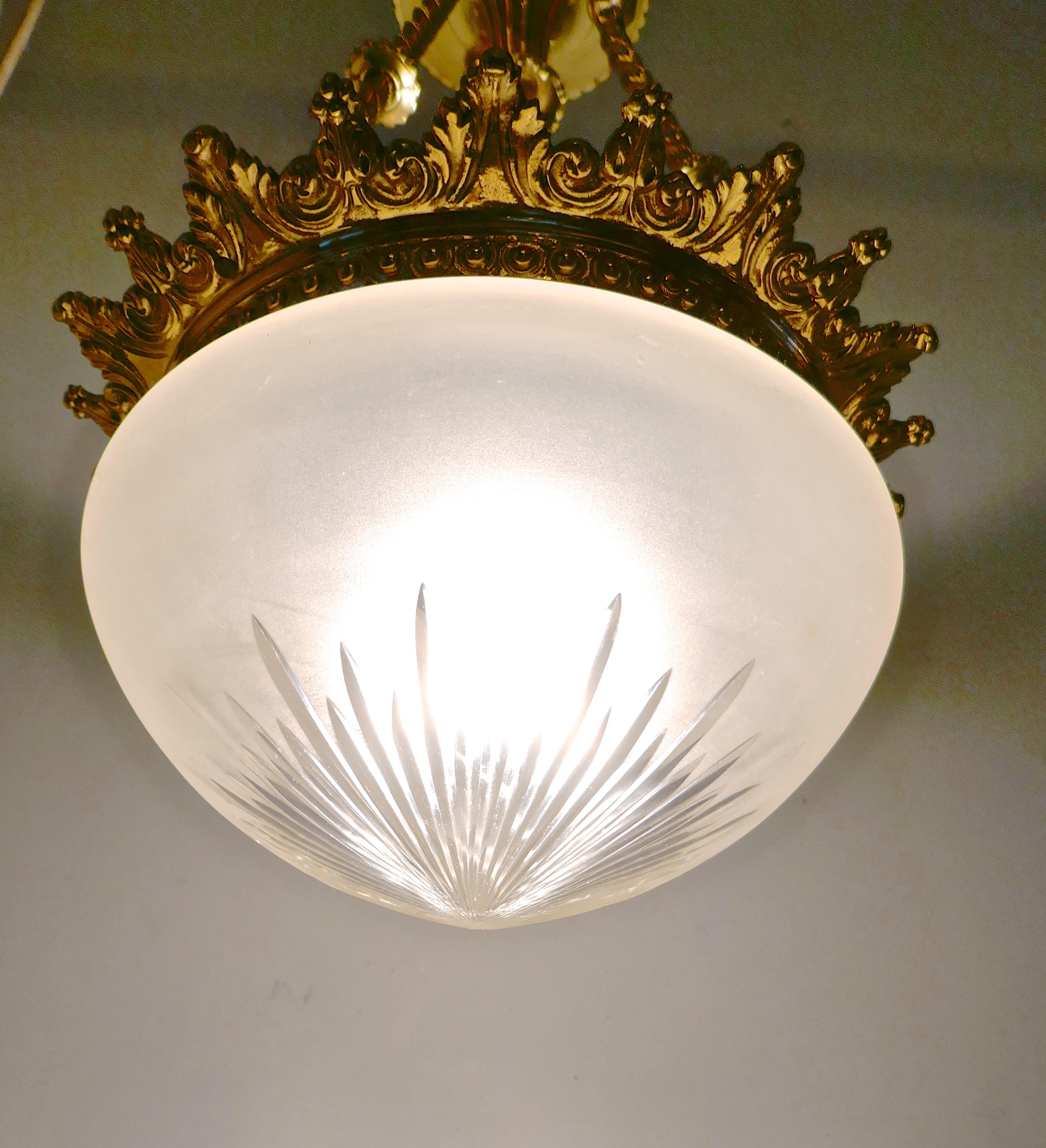 Beautiful Large Early 20th Century Empire Style Bowl Chandelier 6