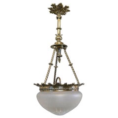 Beautiful Large Early 20th Century Empire Style Bowl Chandelier