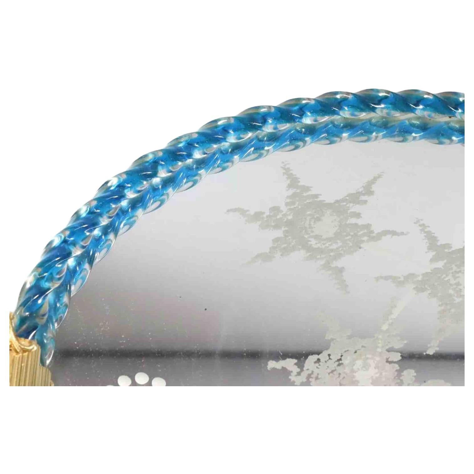 Beautiful large Etched Murano Glass Mirrored Tray by Barovier, Italy, 1980s In Good Condition For Sale In Nuernberg, DE