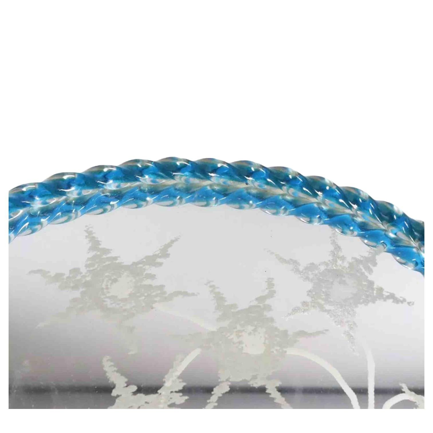 Late 20th Century Beautiful large Etched Murano Glass Mirrored Tray by Barovier, Italy, 1980s For Sale