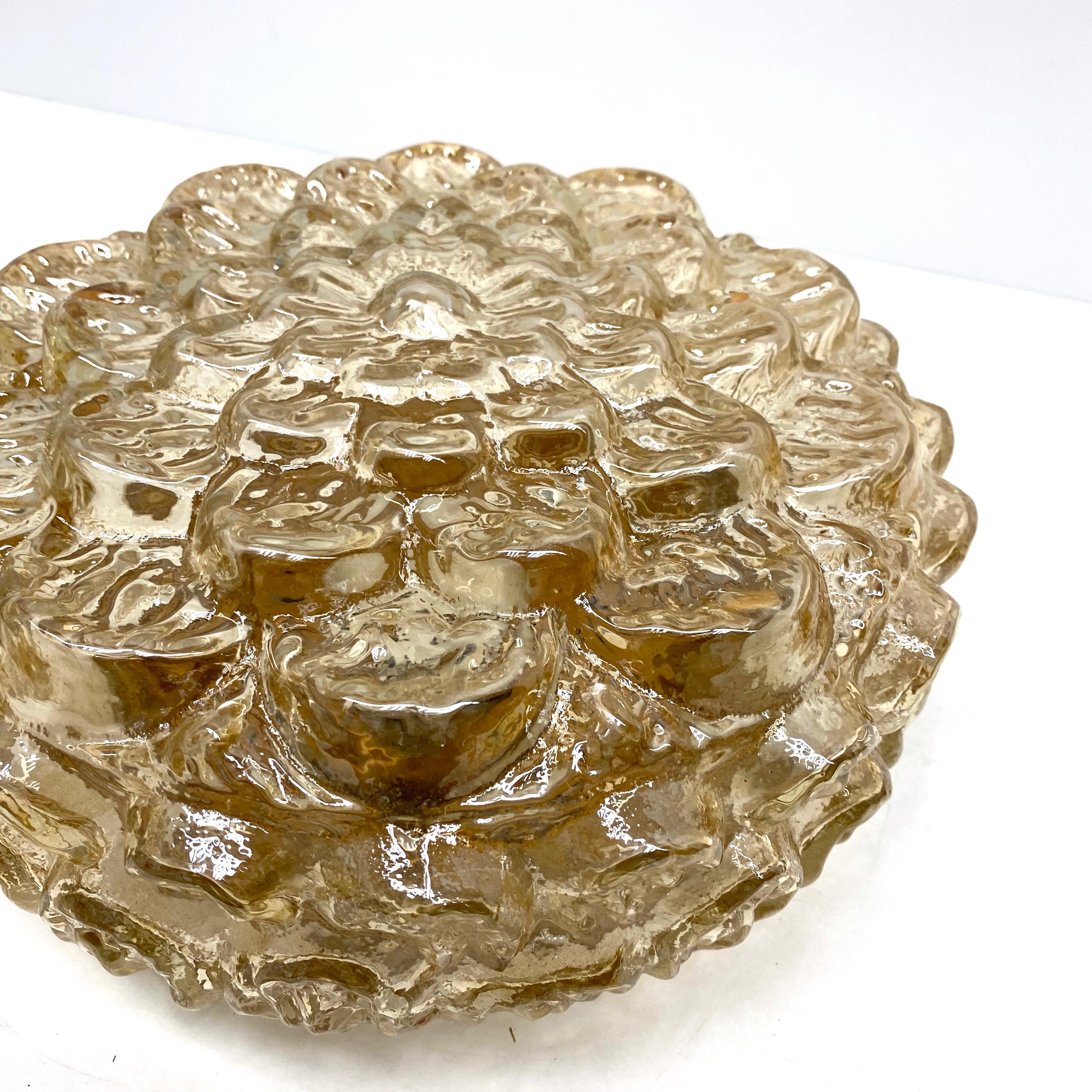 German Beautiful Large Flower Pattern Flush Mount Ceiling Light by RZB Leuchten, 1960s For Sale