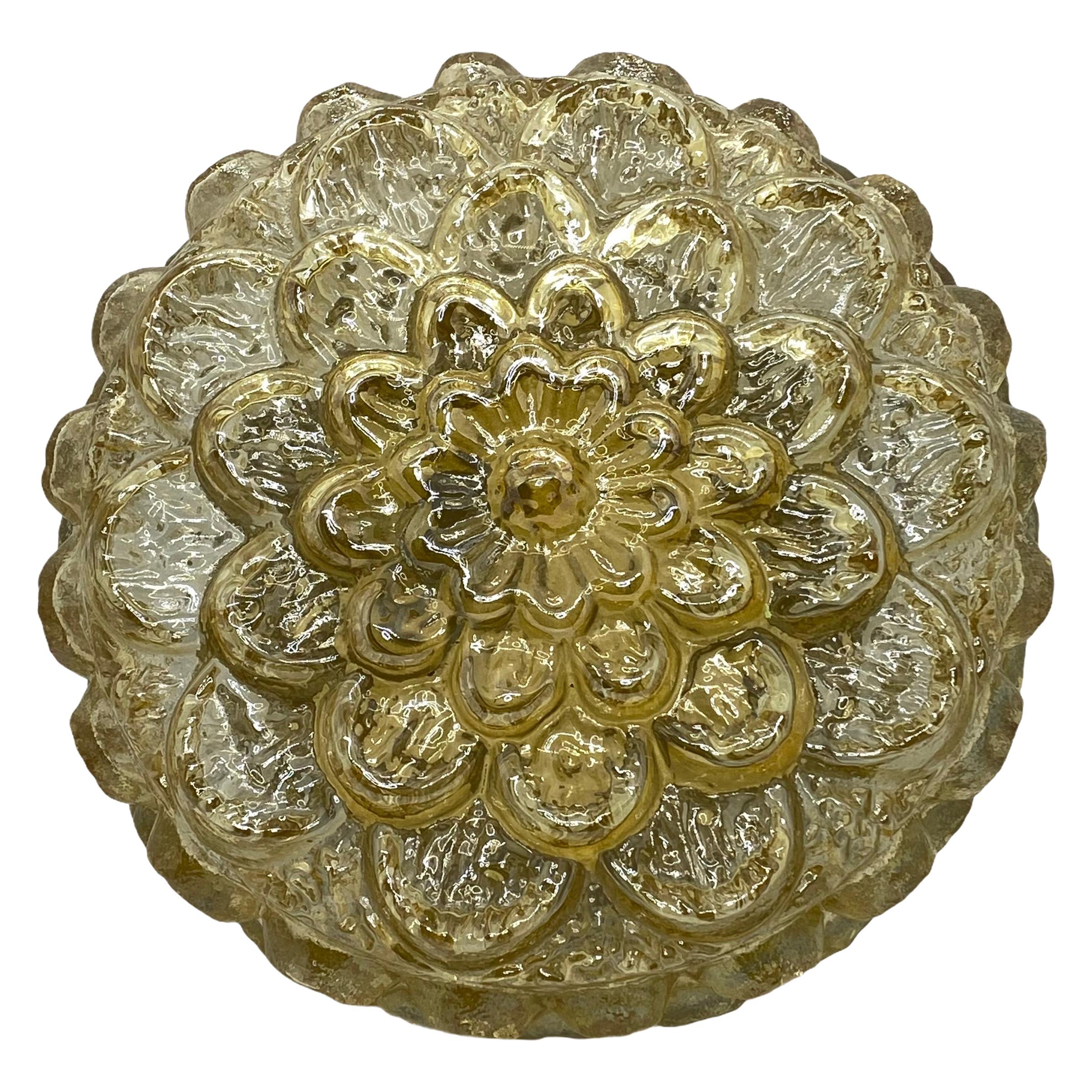 Beautiful Large Flower Pattern Flush Mount Ceiling Light by RZB Leuchten, 1960s