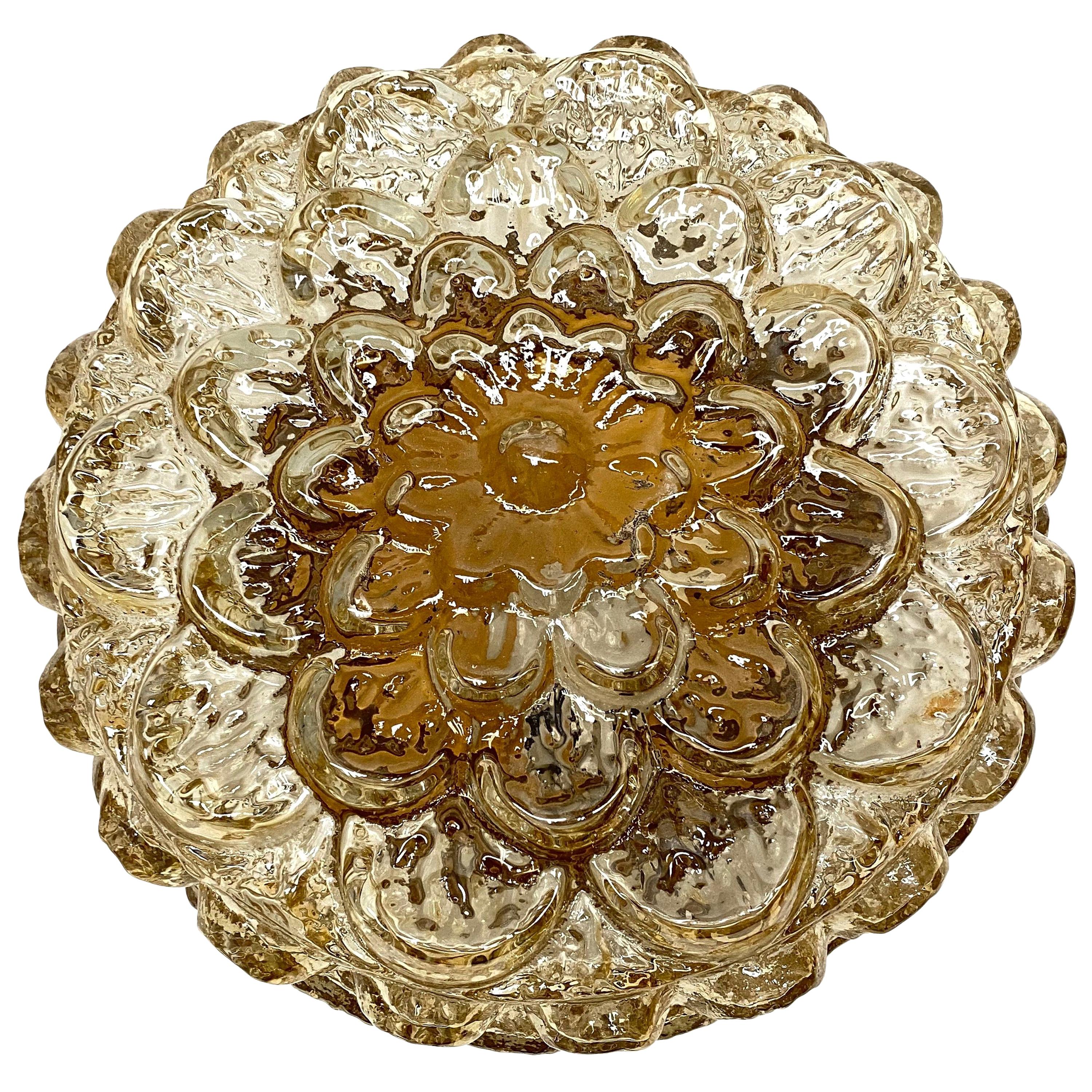 Beautiful Large Flower Pattern Flush Mount Ceiling Light by RZB Leuchten, 1960s For Sale