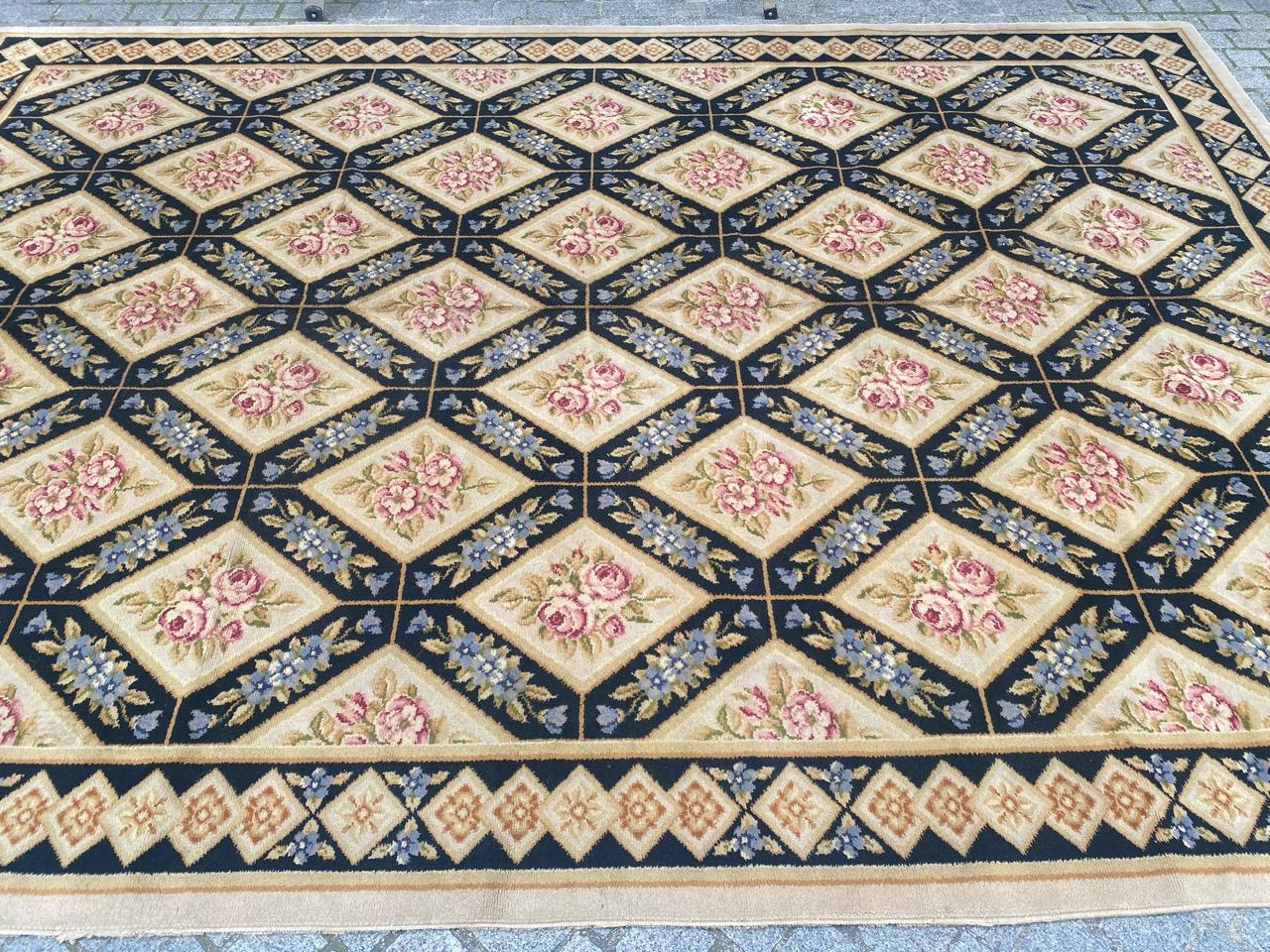 Bobyrug’s Beautiful Large French Aubusson Knotted Rug For Sale 8