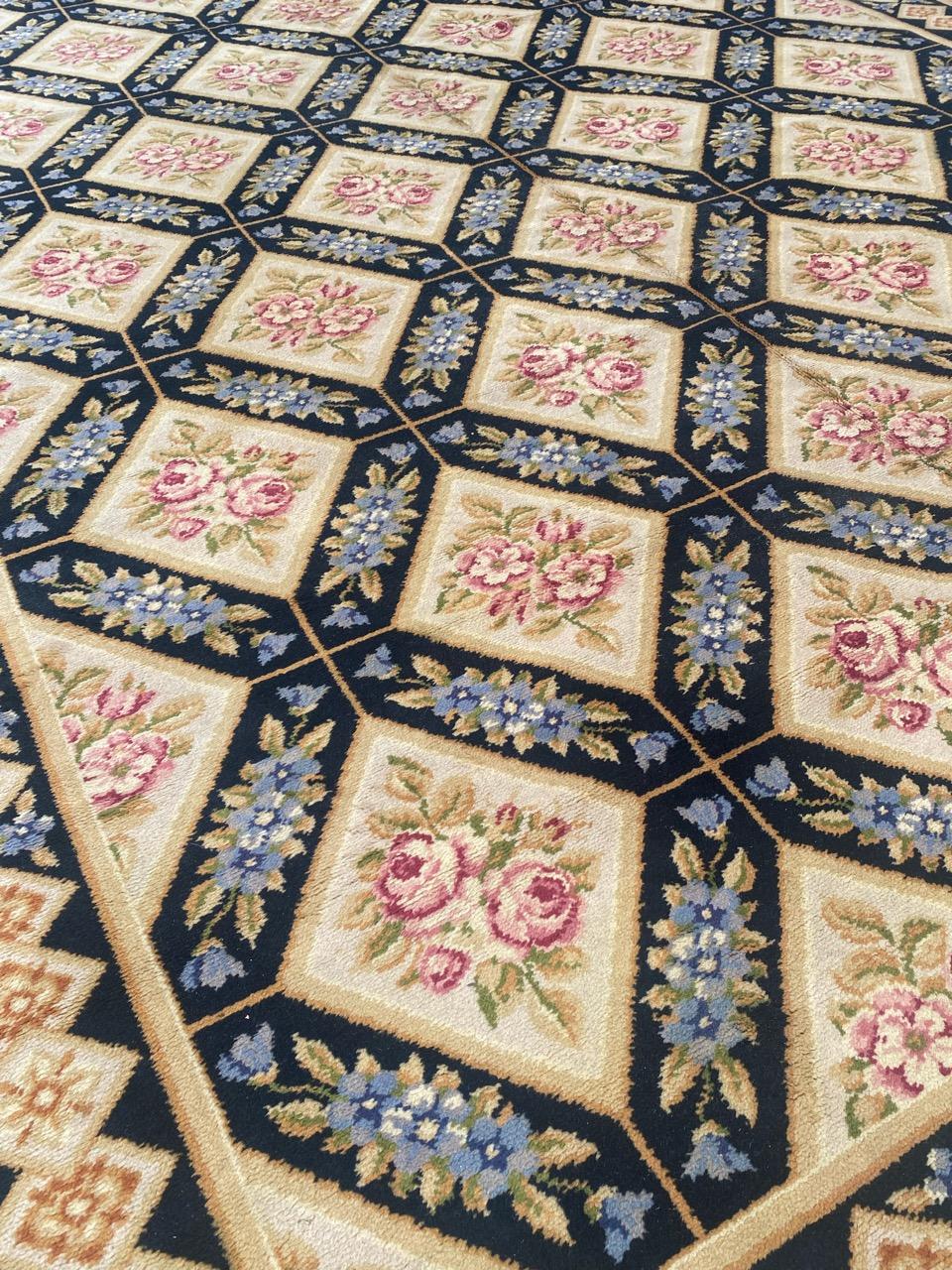 Bobyrug’s Beautiful Large French Aubusson Knotted Rug For Sale 13